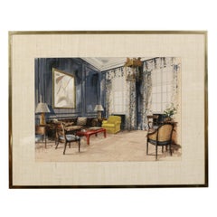 Set of Three Parish-Hadley Original Watercolor Room Renderings, C. 1980