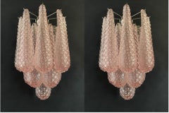 Set of three Pastel Pink Murano Wall Sconces
