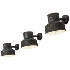 Set of Three Patinated 'Bumling' Wall Lights by Ateljé Lyktan