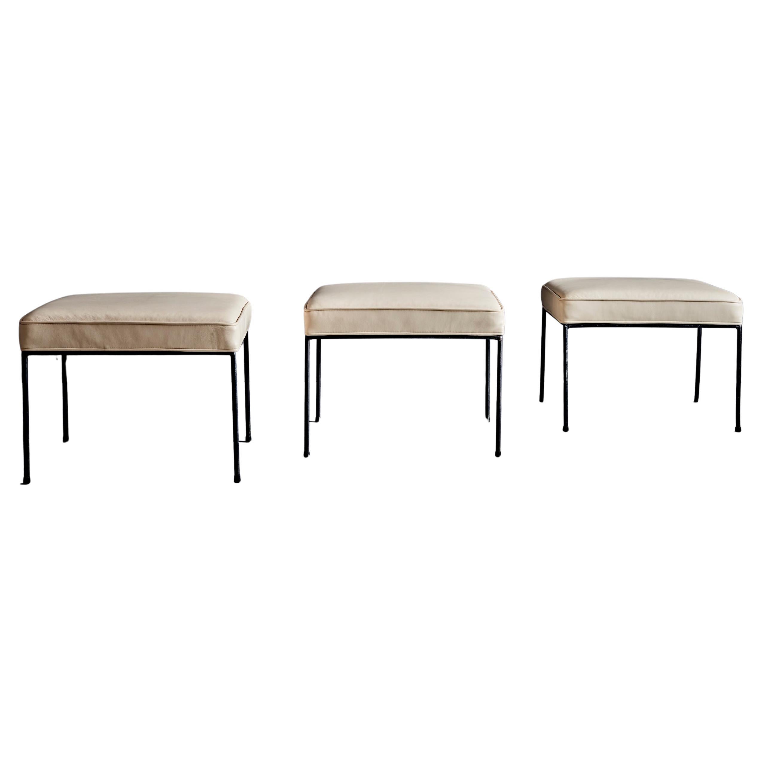 Set of Three Paul McCobb Wrought Iron Stools