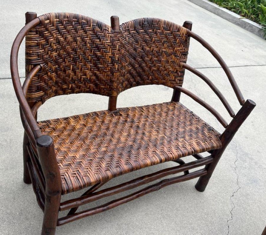 American Set of Three Pcs. Old Hickory Set Settee, Rocking Chair & Side Chair