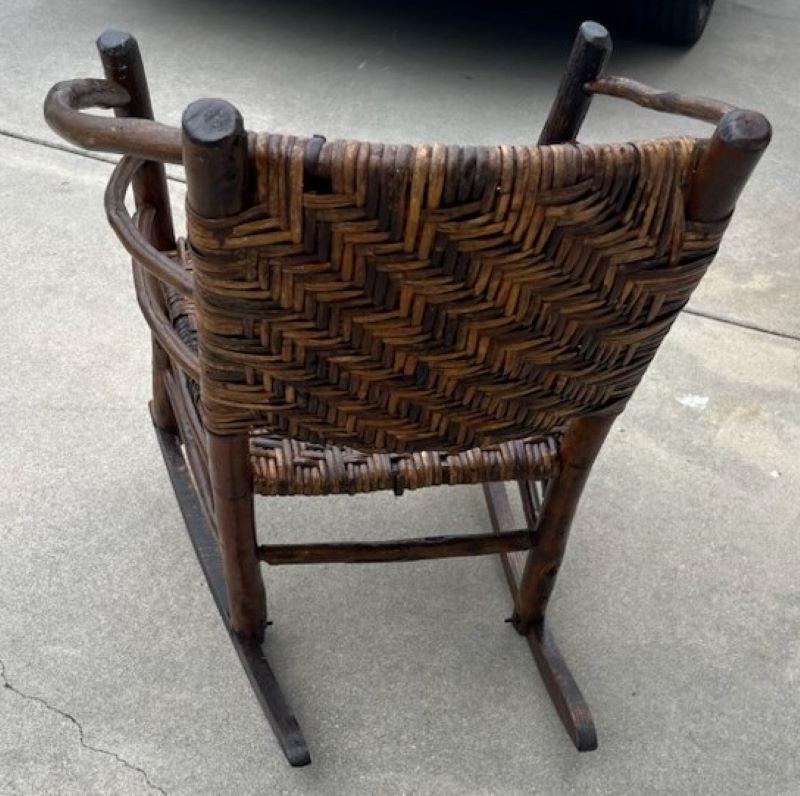 Mid-20th Century Set of Three Pcs. Old Hickory Set Settee, Rocking Chair & Side Chair