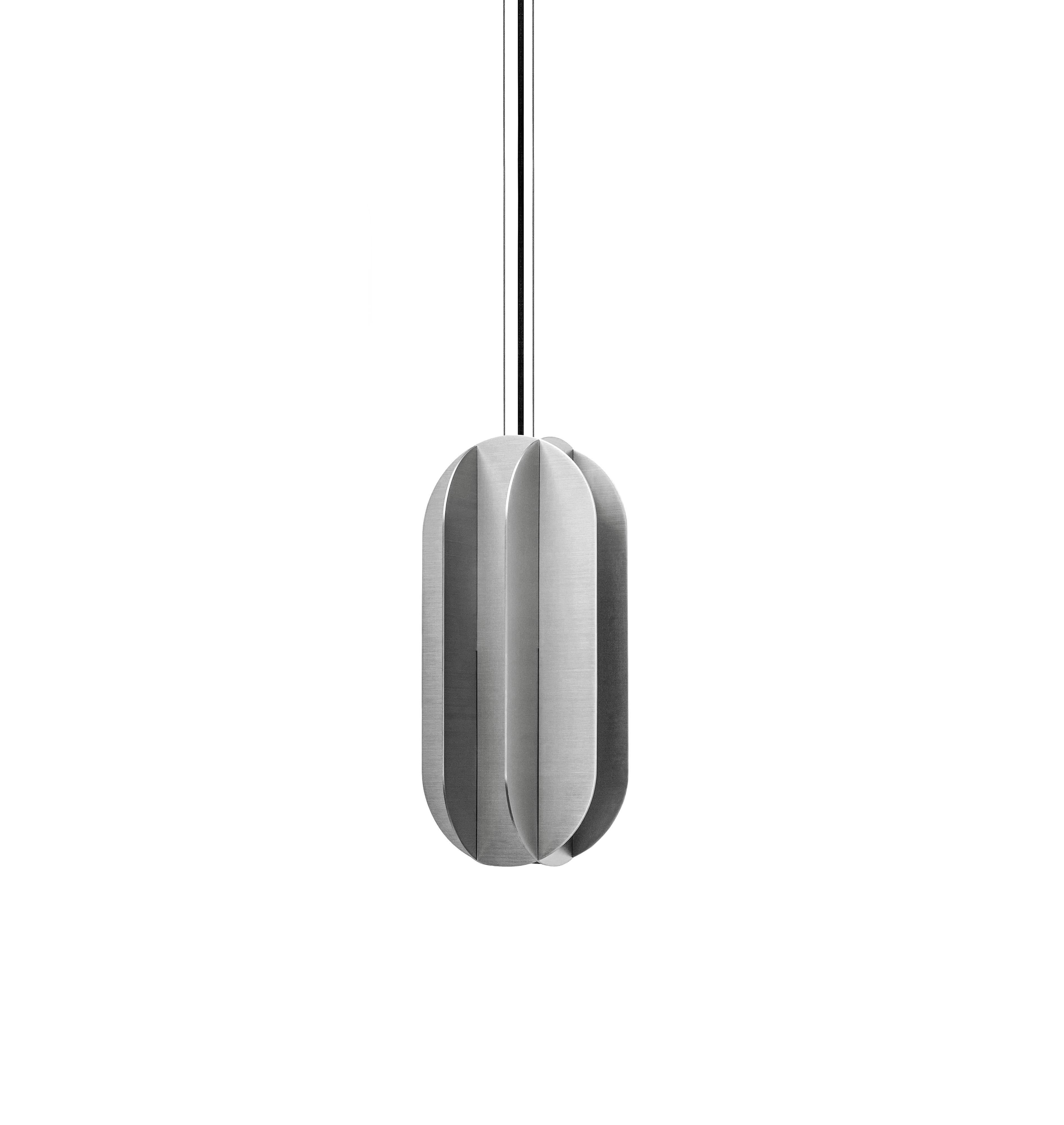 Organic Modern Set of Three Pendants Lamp 'EL Lamps CS3' by Noom, Stainless Steel For Sale