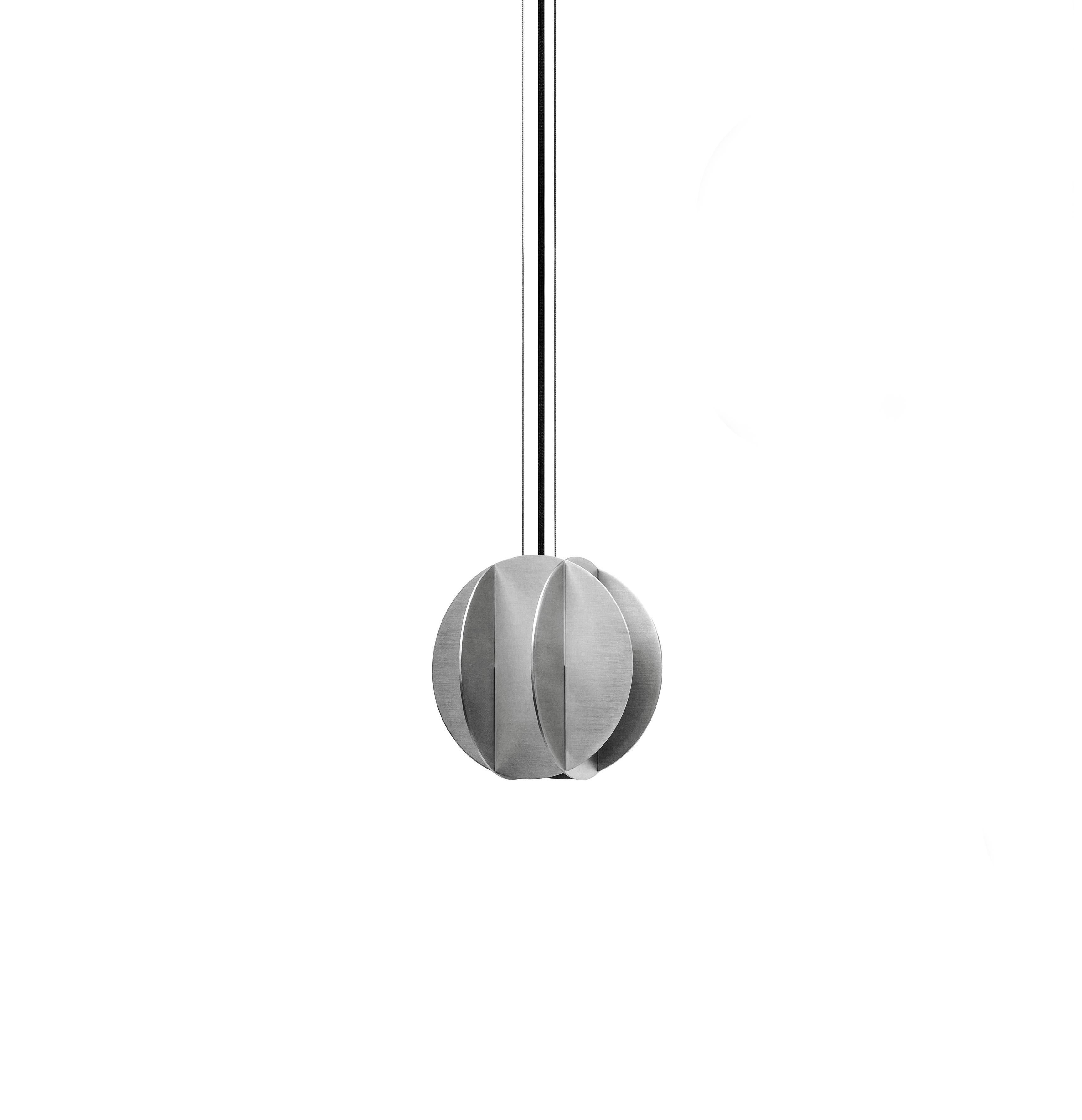 Brushed Set of Three Pendants Lamp 'EL Lamps CS3' by Noom, Stainless Steel For Sale