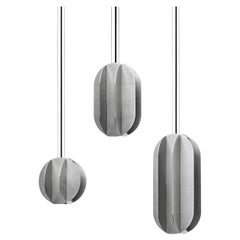Set of Three Pendants Lamp 'EL Lamps CS3' by Noom, Stainless Steel