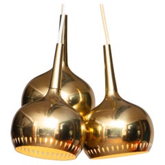 Three Perforated Swedish Brass 'Window' Pendants by Hans Agne Jakobsson. 1960s