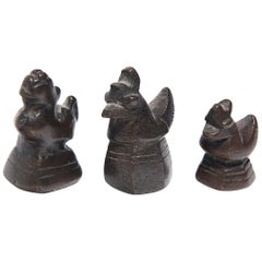 Set of Three Petite Chinese Bronze Opium Weights, circa 1900