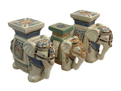 Set of Three Petite Vintage Hollywood Regency Chinese Elephant Flower Pot Stand