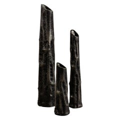 Set of Three Pewter Vases by MA CR, Made in Italy, 1970s