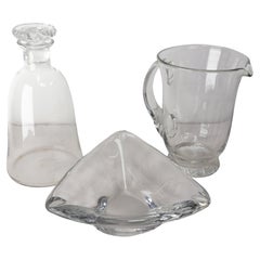 Set of Three Pieces, by Daum France, Two Carafes and a Center Piece c 1960