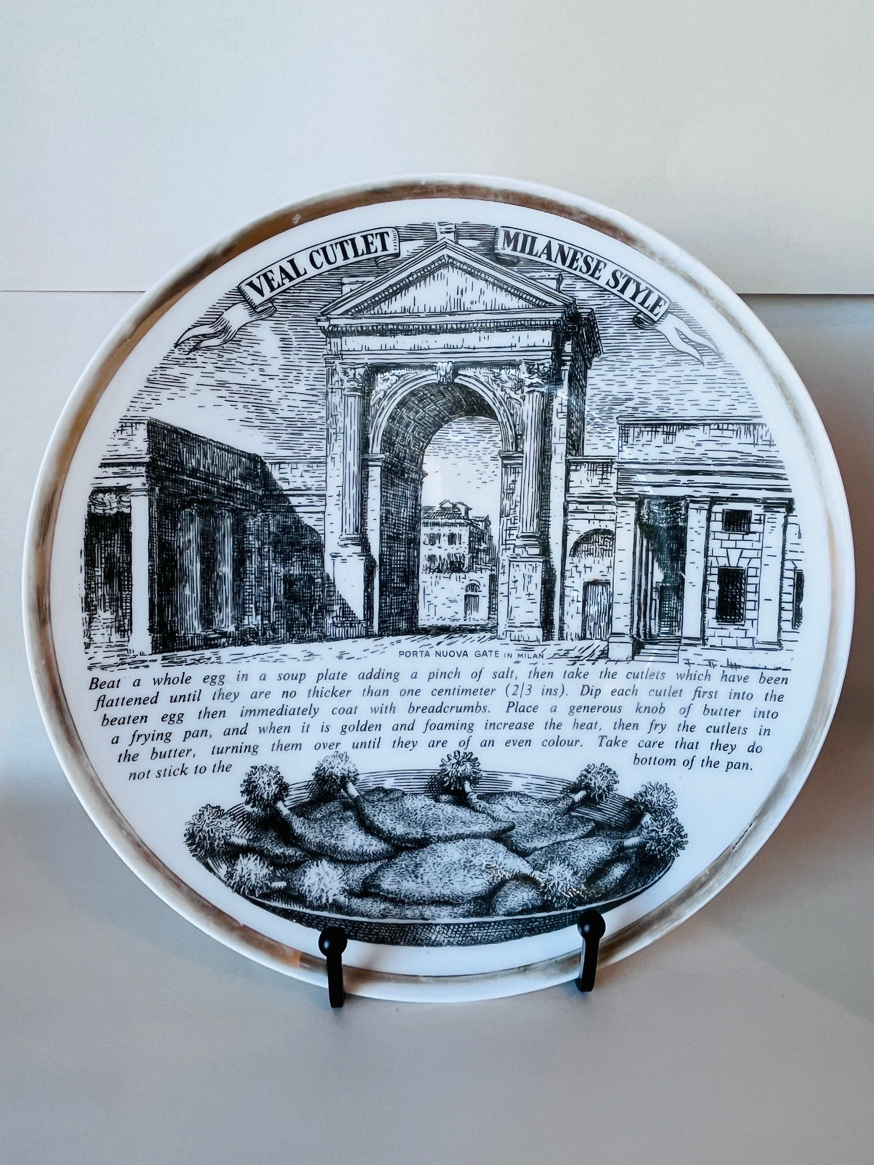 Set of Three Piero Fornasetti Recipe Plates Vintage and Italian and Delicious In Good Condition In Atlanta, GA