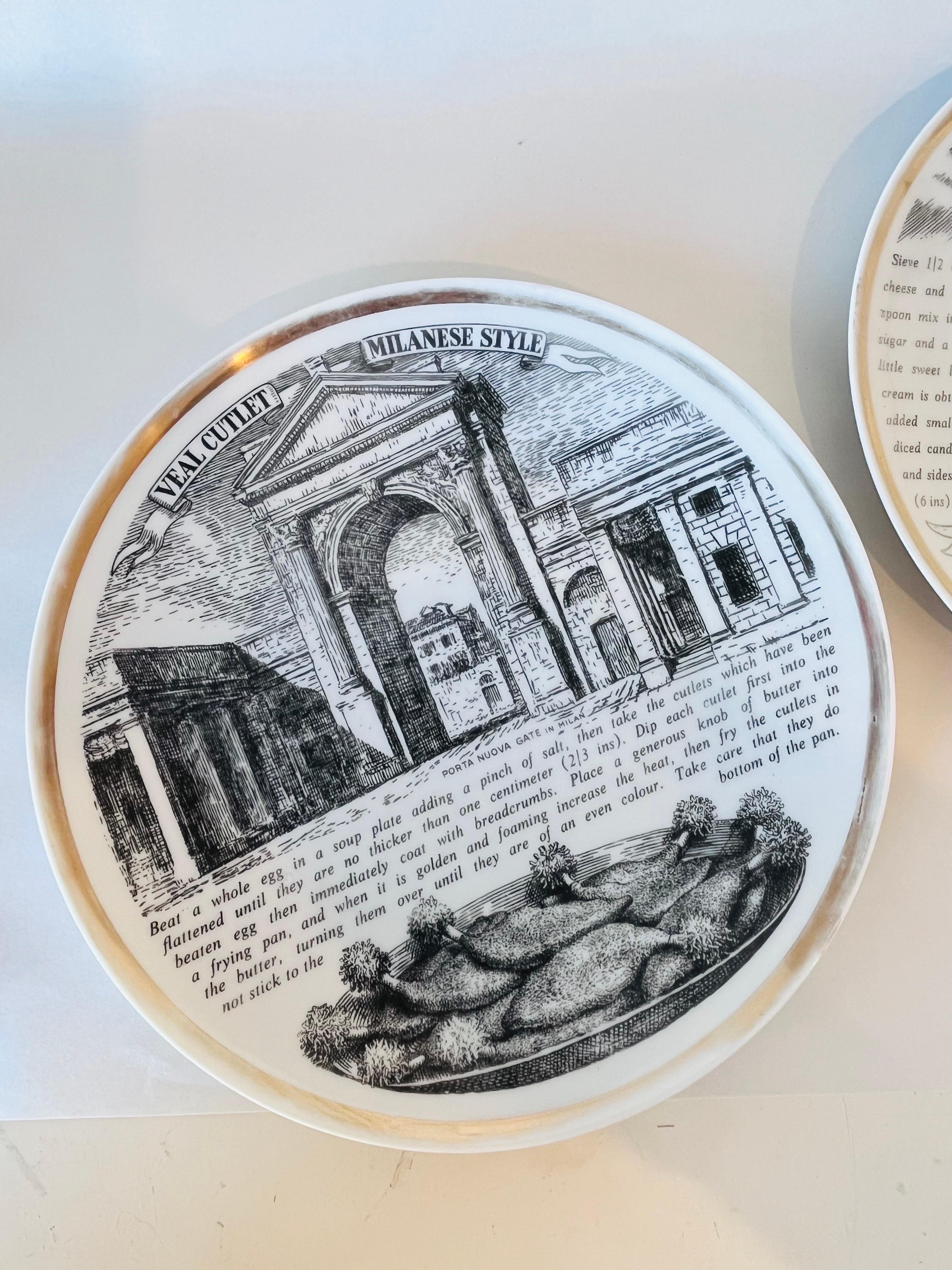 Set of Three Piero Fornasetti Recipe Plates Vintage and Italian and Delicious 2