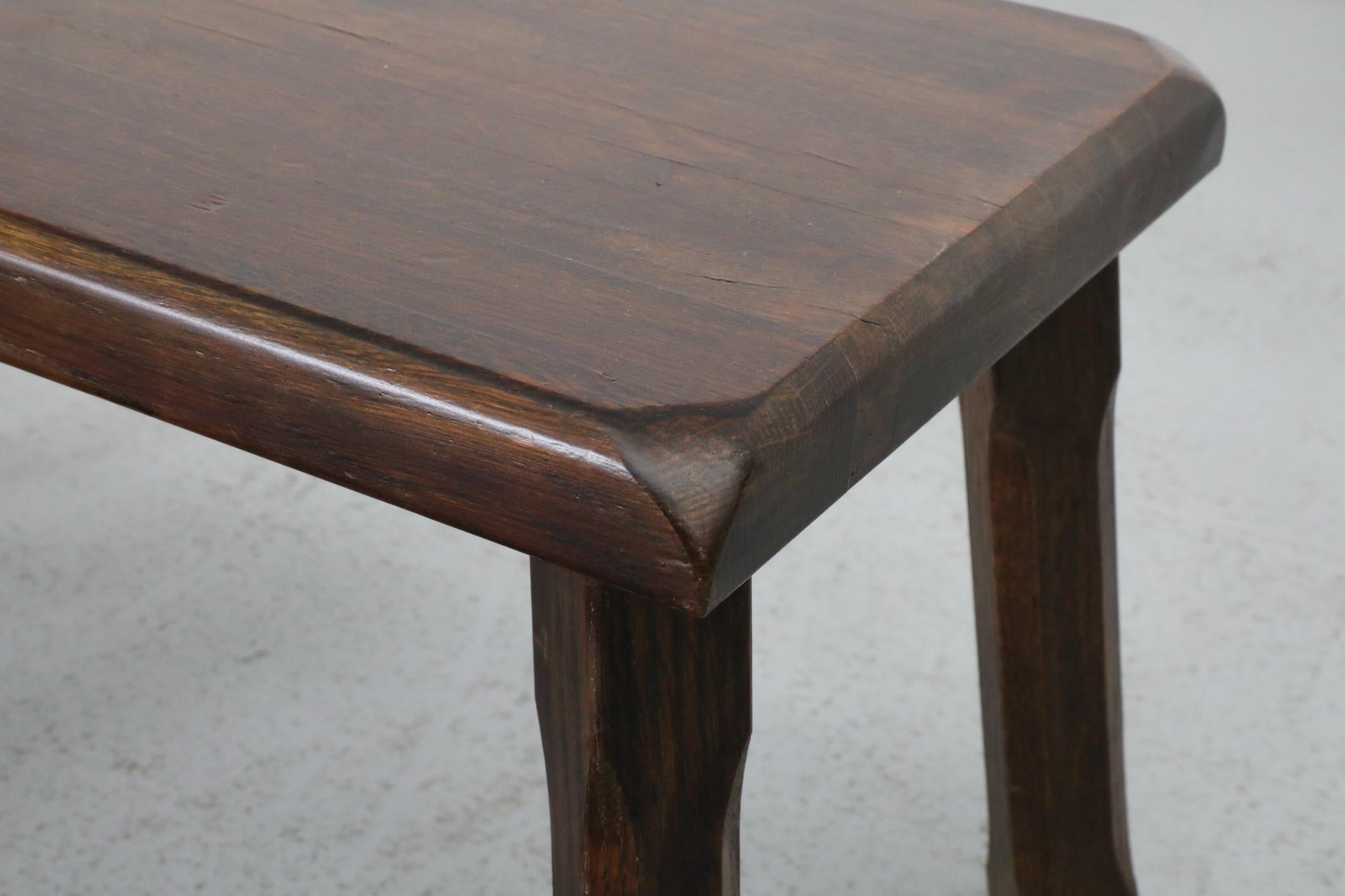 Set of Three Pierre Chapo Inspired Brutalist Nesting Tables in Dark Oak For Sale 6