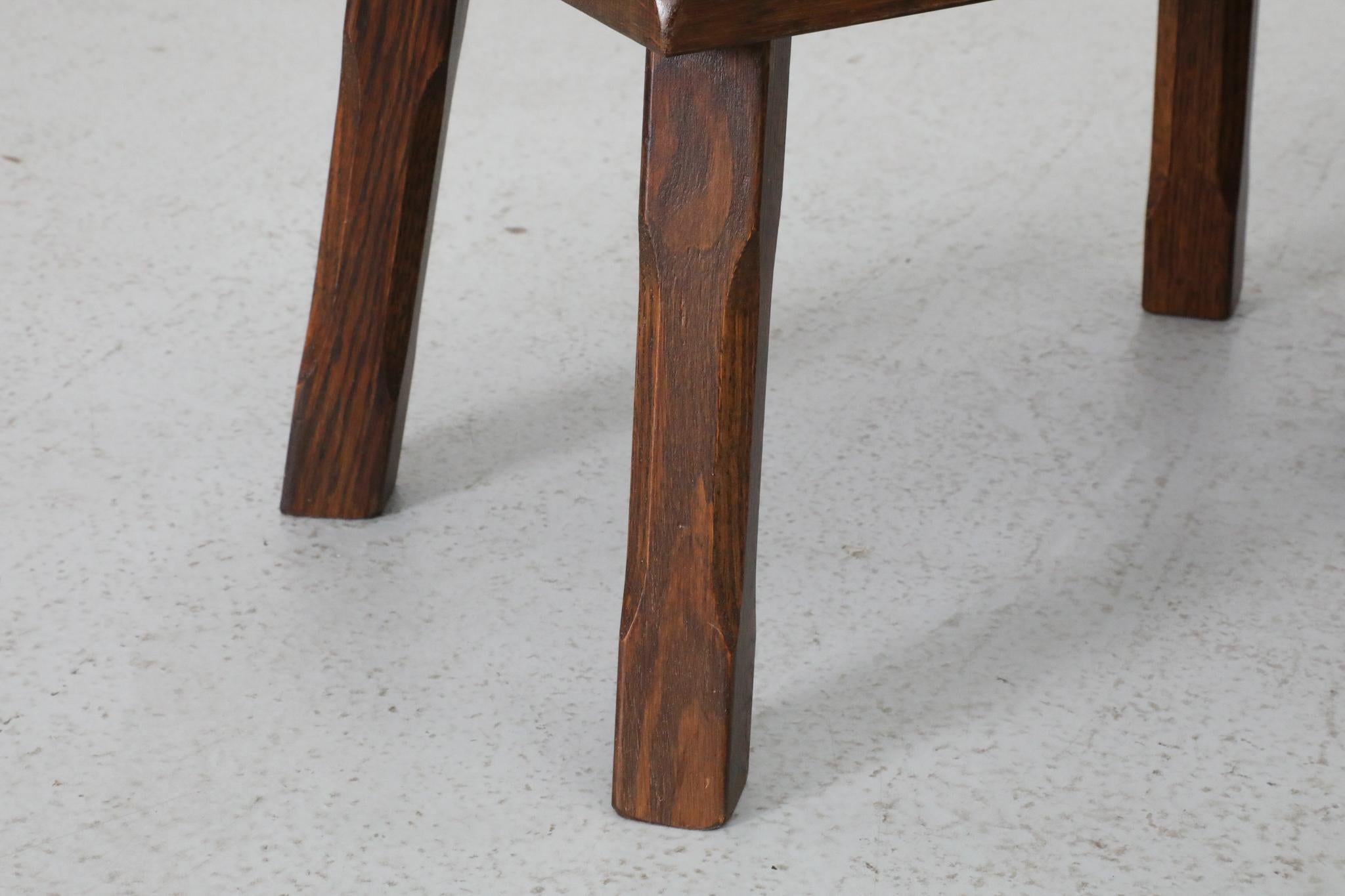 Set of Three Pierre Chapo Inspired Brutalist Nesting Tables in Dark Oak For Sale 8