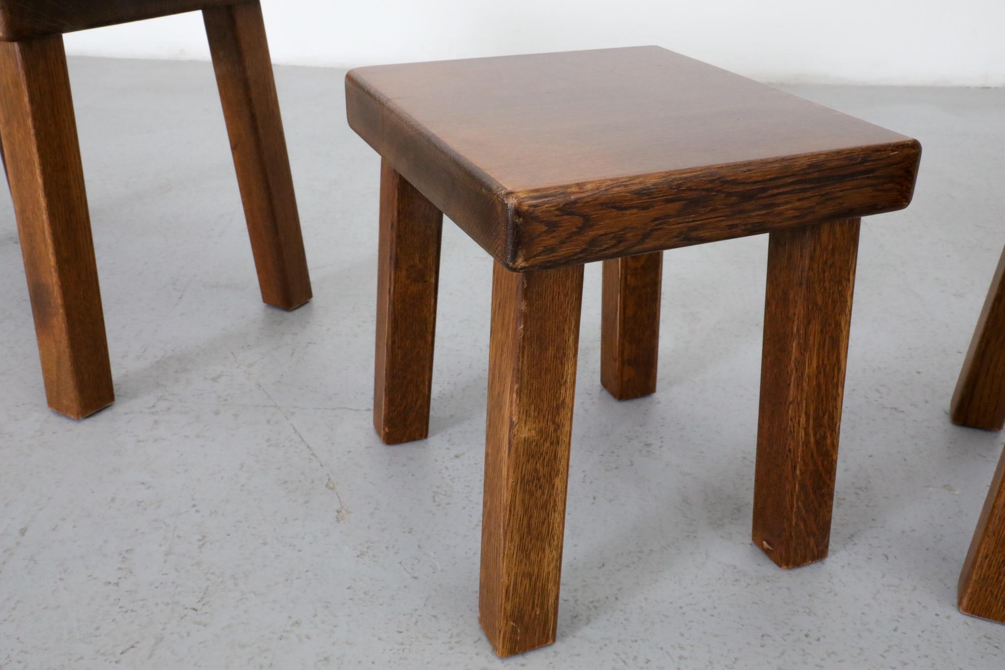 Ensemble de trois tables gigognes brutalistes d'inspiration Pierre Chapo en vente 8
