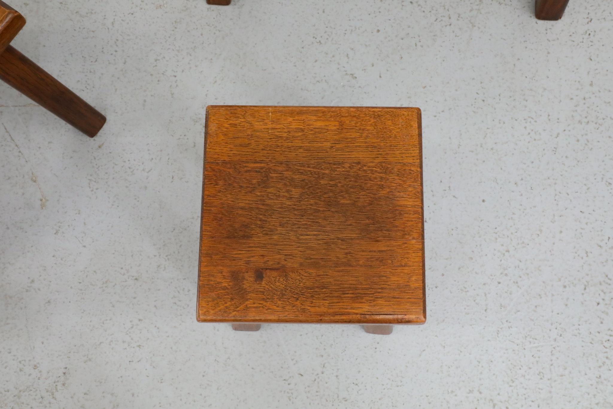 Set of Three Pierre Chapo Inspired Dark Oak Nesting Tables For Sale 5
