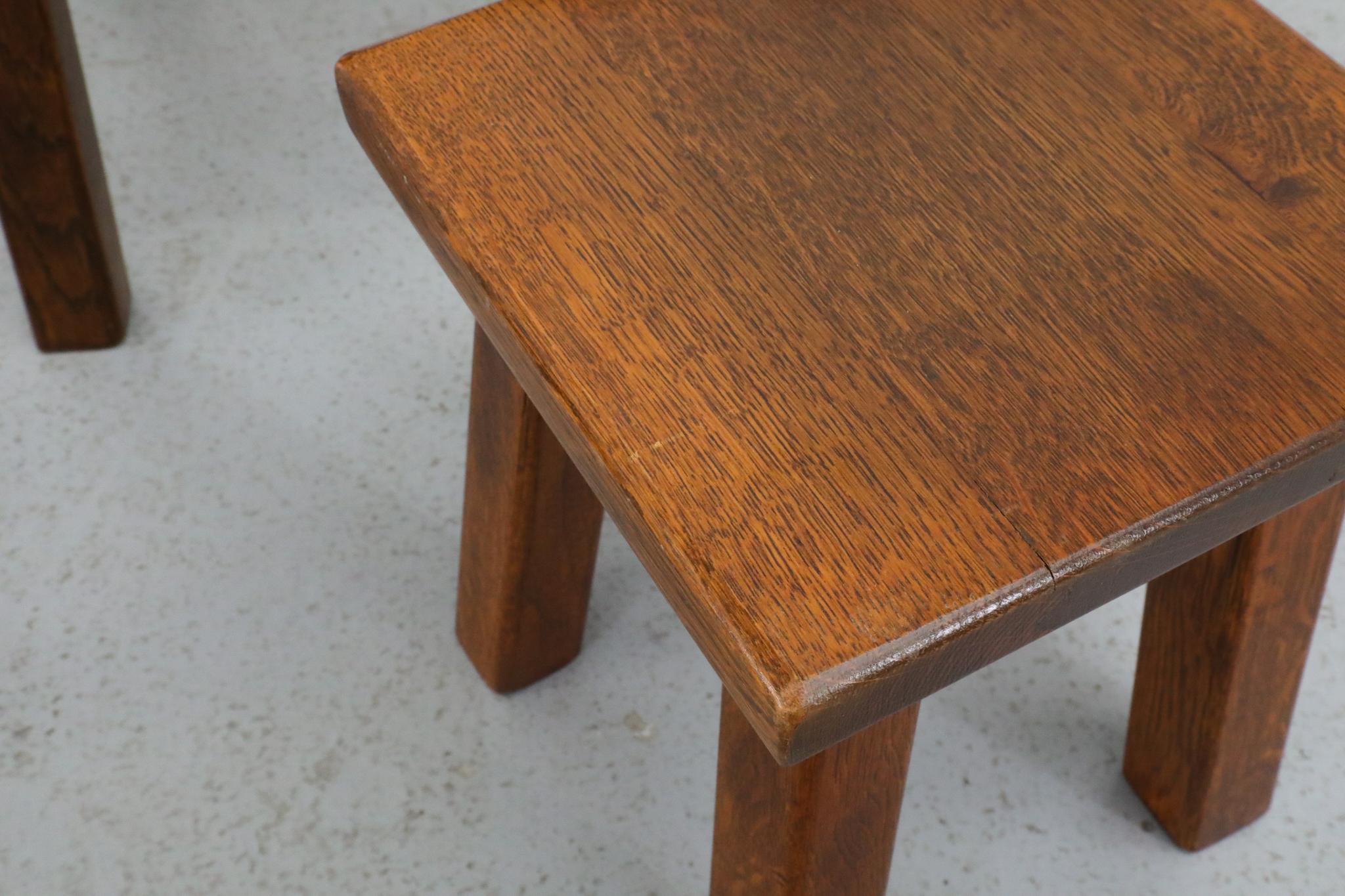 Set of Three Pierre Chapo Inspired Dark Oak Nesting Tables For Sale 8