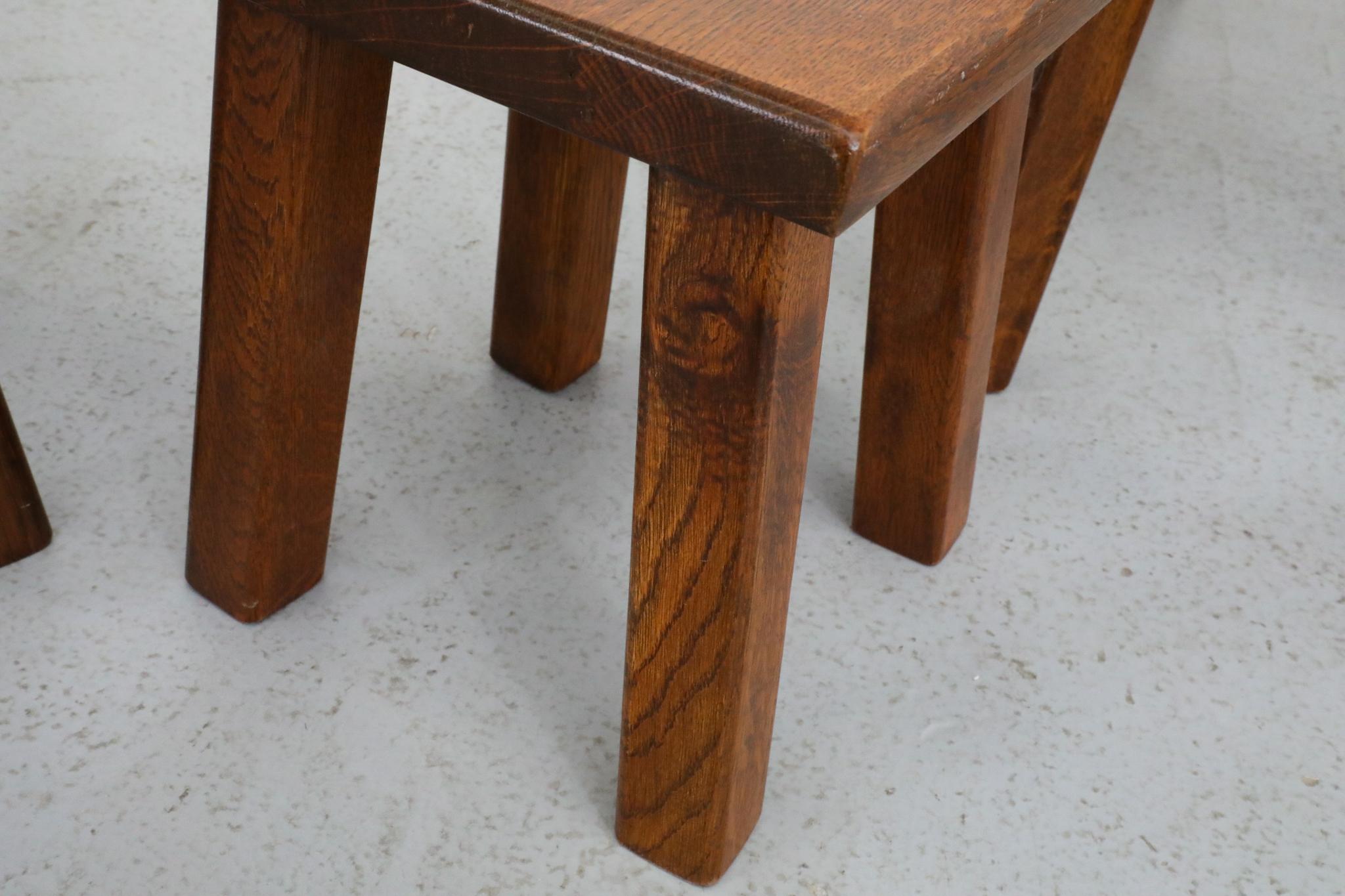 Set of Three Pierre Chapo Inspired Dark Oak Nesting Tables For Sale 11