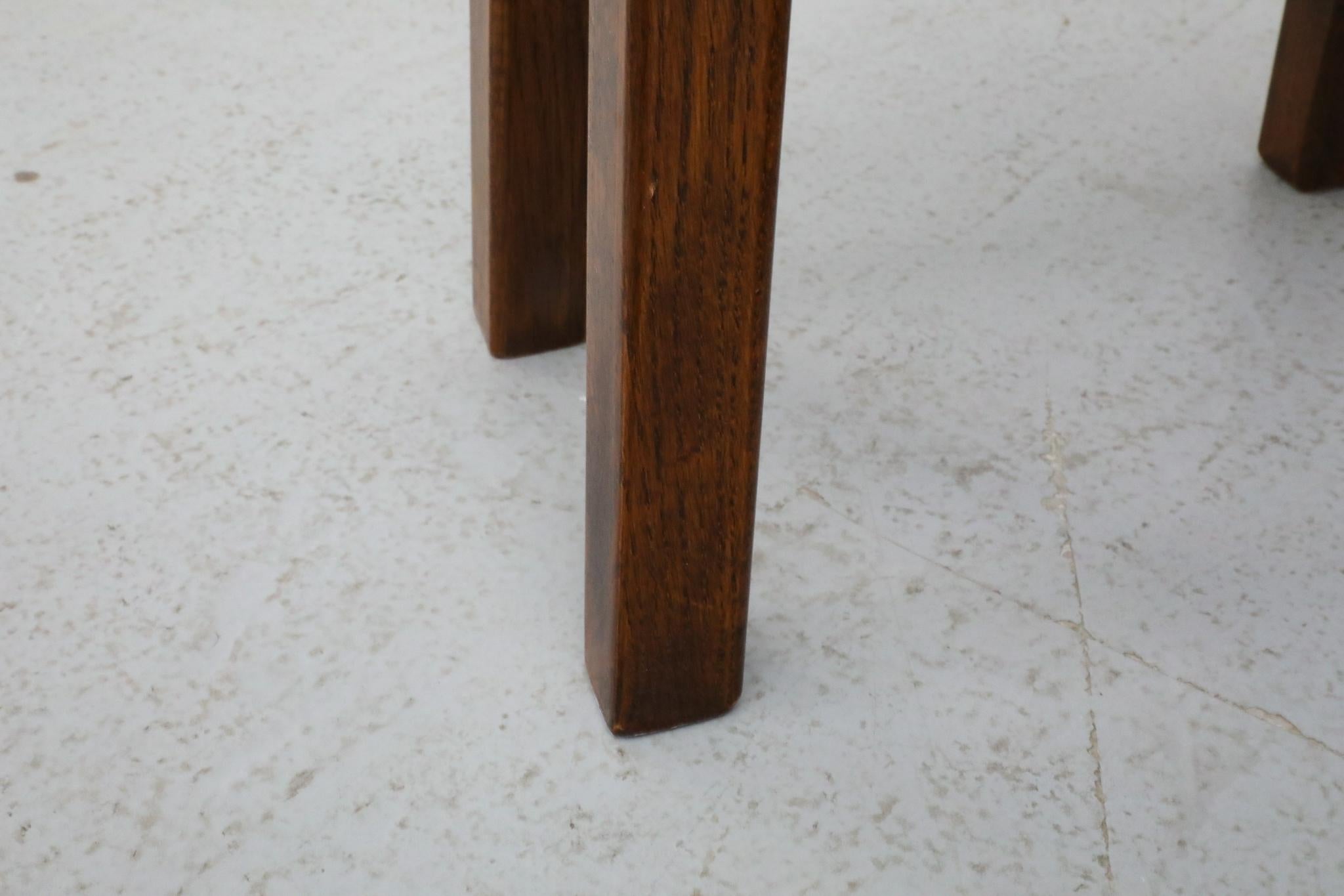 Set of Three Pierre Chapo Inspired Dark Oak Nesting Tables For Sale 13