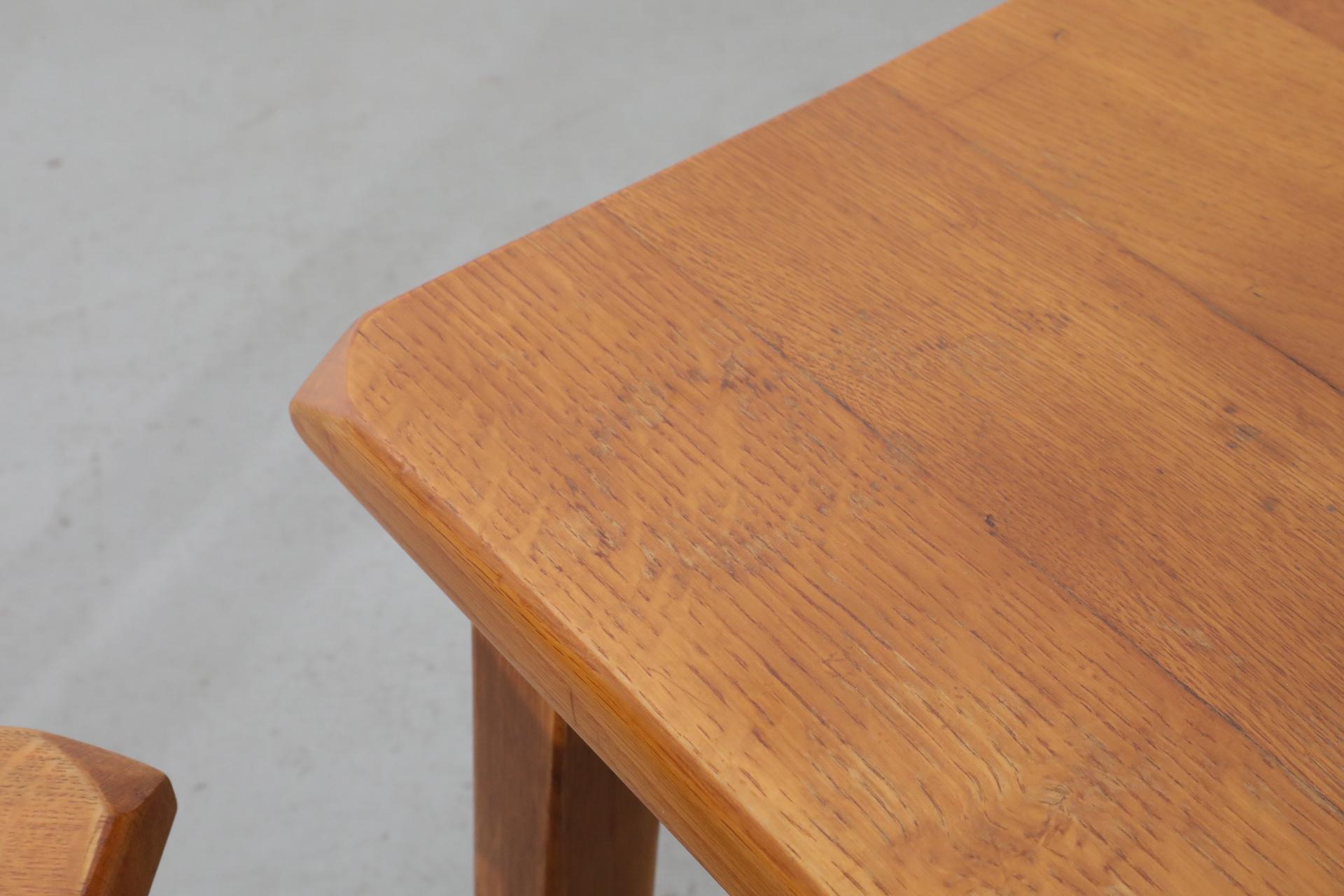 Set of Three Pierre Chapo Style Golden Toned Oak Nesting Tables 10