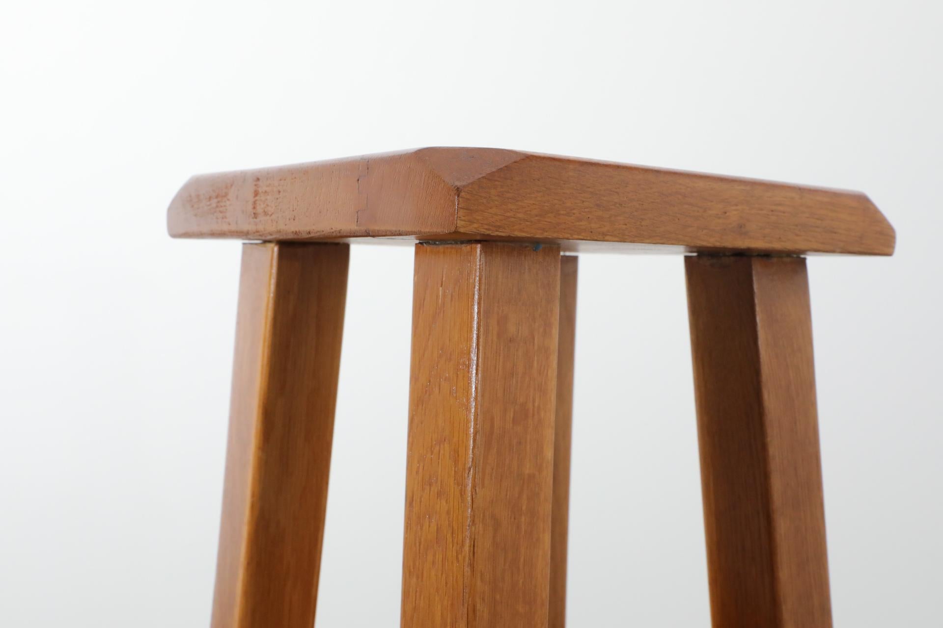 Set of Three Pierre Chapo Style Golden Toned Oak Nesting Tables 11
