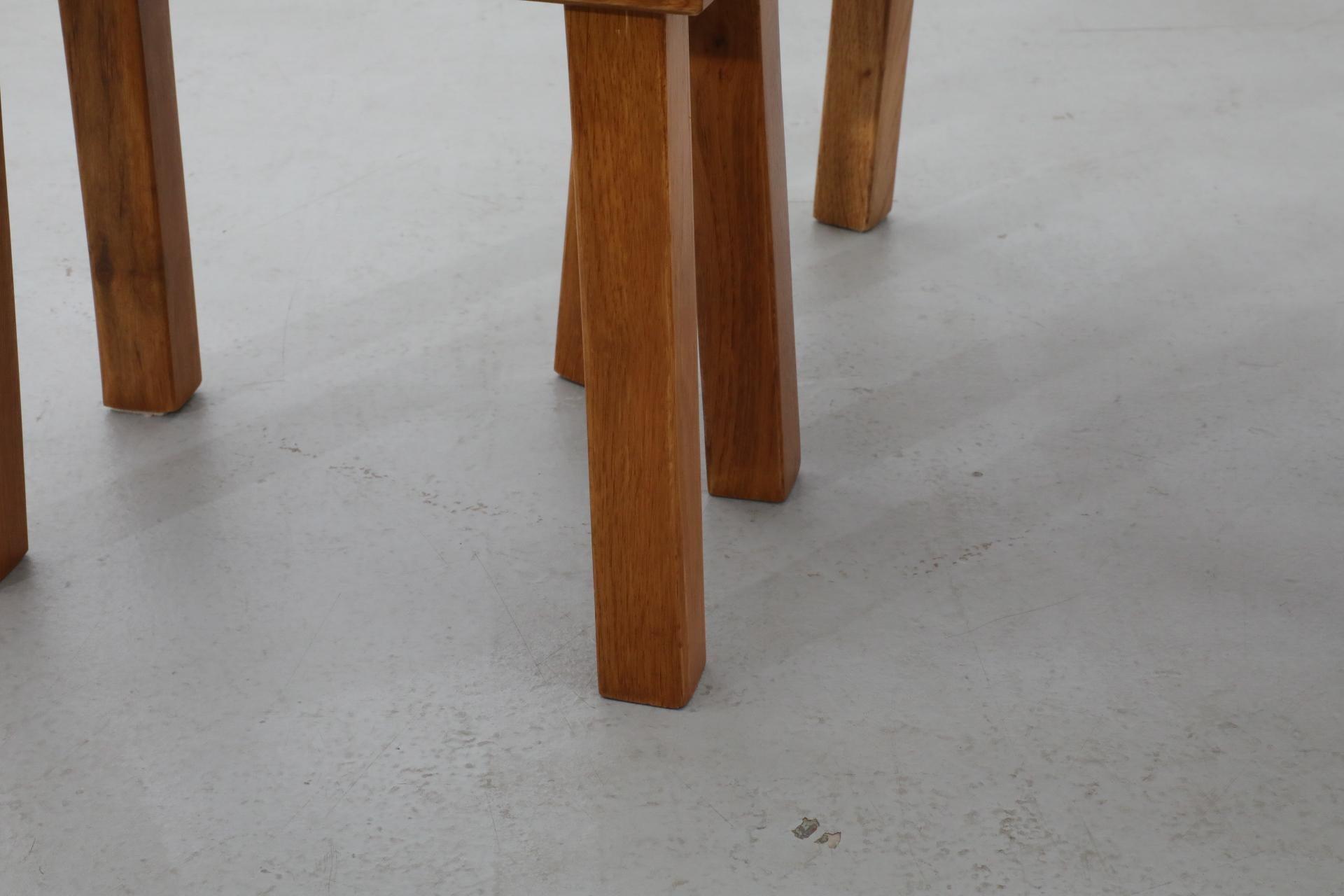 Set of Three Pierre Chapo Style Golden Toned Oak Nesting Tables 13
