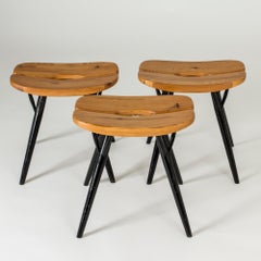 Set of Three "Pirkka" Stools by Ilmari Tapiovaara, Artek, Finland, 1950s