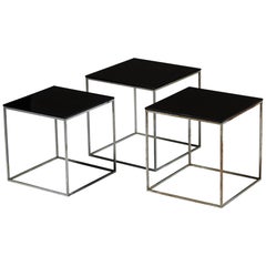 Set von drei PK71-Stapeltischen, entworfen von Poul Kjaerholm, Dänemark, 1957