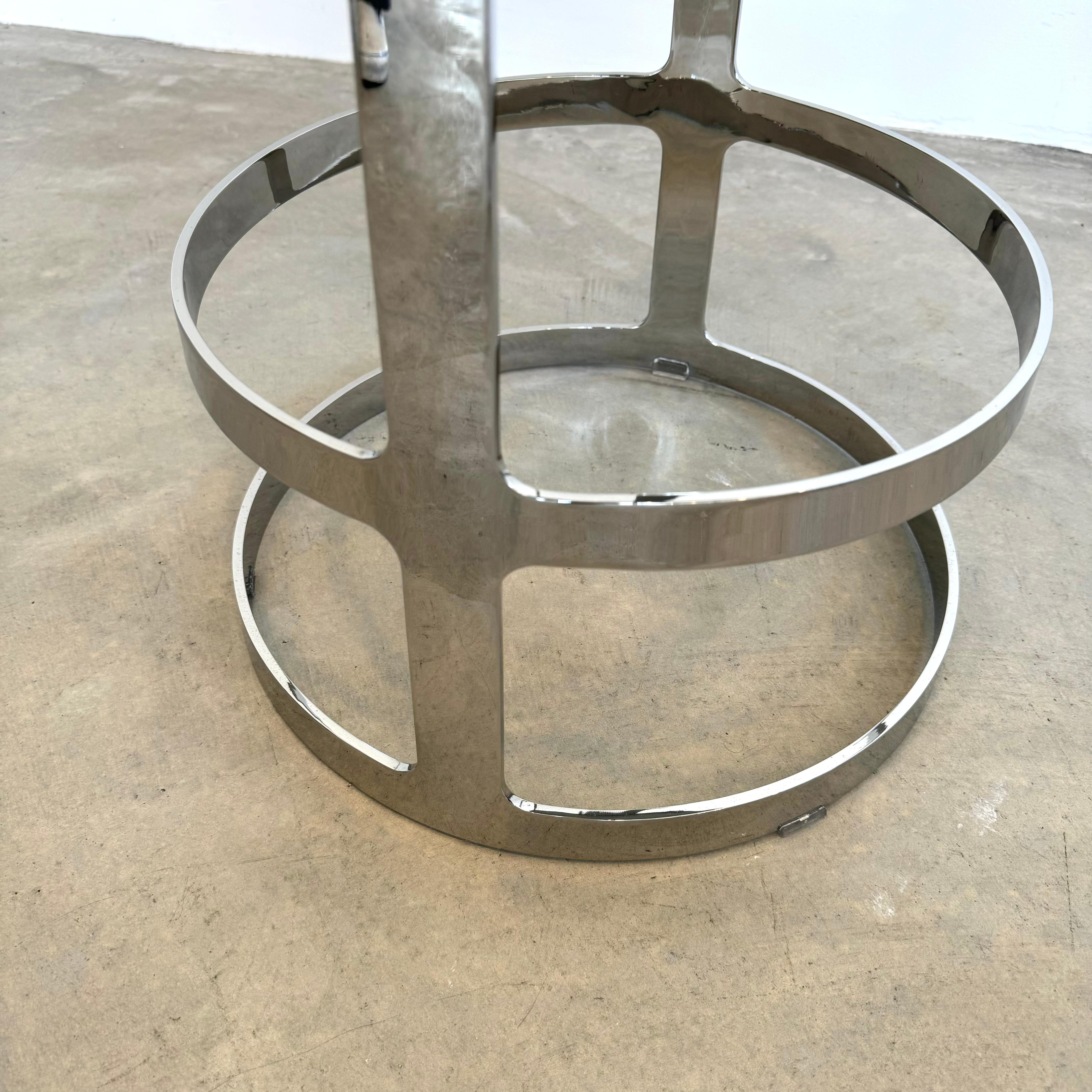 Set of Three Polished Steel and Leather Swivel Counter Stools, 2000s USA For Sale 3