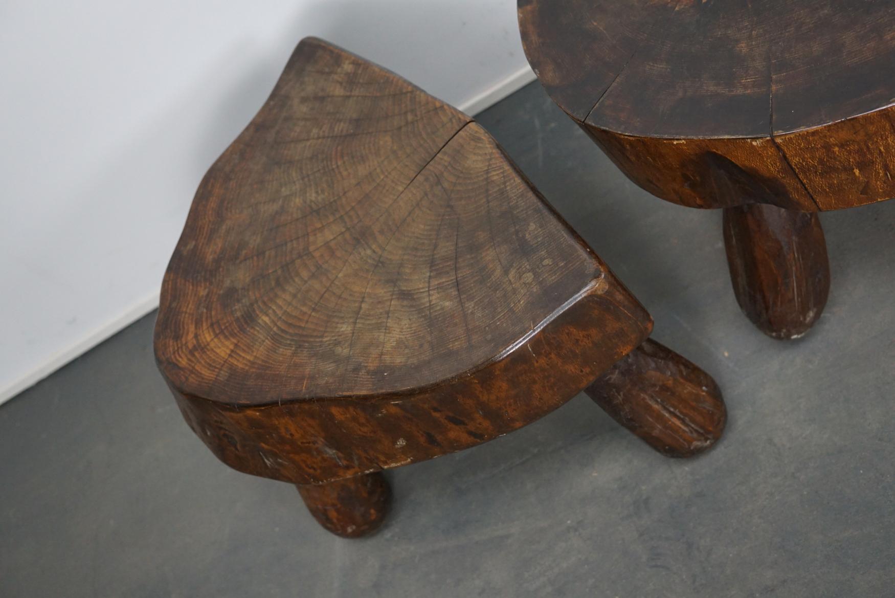 Set of Three Polished Walnut Log Coffee Tables, 1970s 9