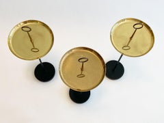 Set of Three Ponti Style Italian Drink Tables in Brass and Iron Midcentury