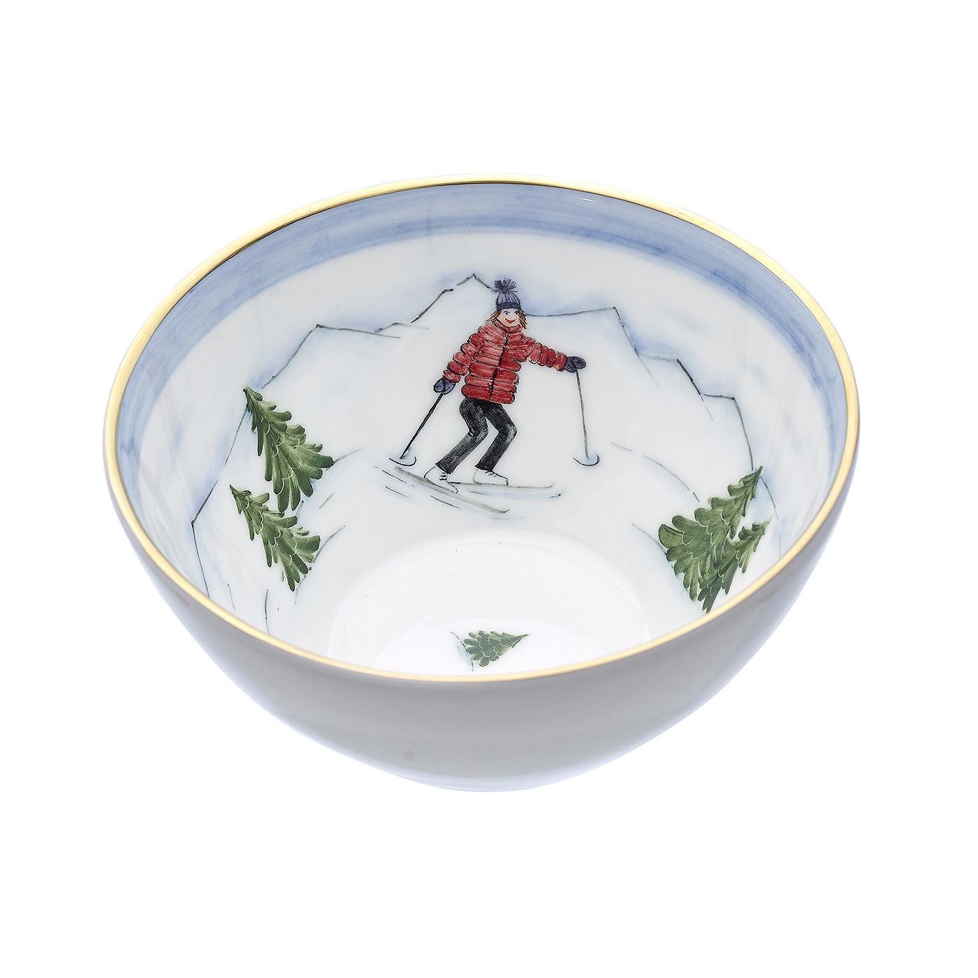 Allemand Ensemble de trois bols en porcelaine décoratif d'hiver Sofina Boutique Kitzbuehel en vente