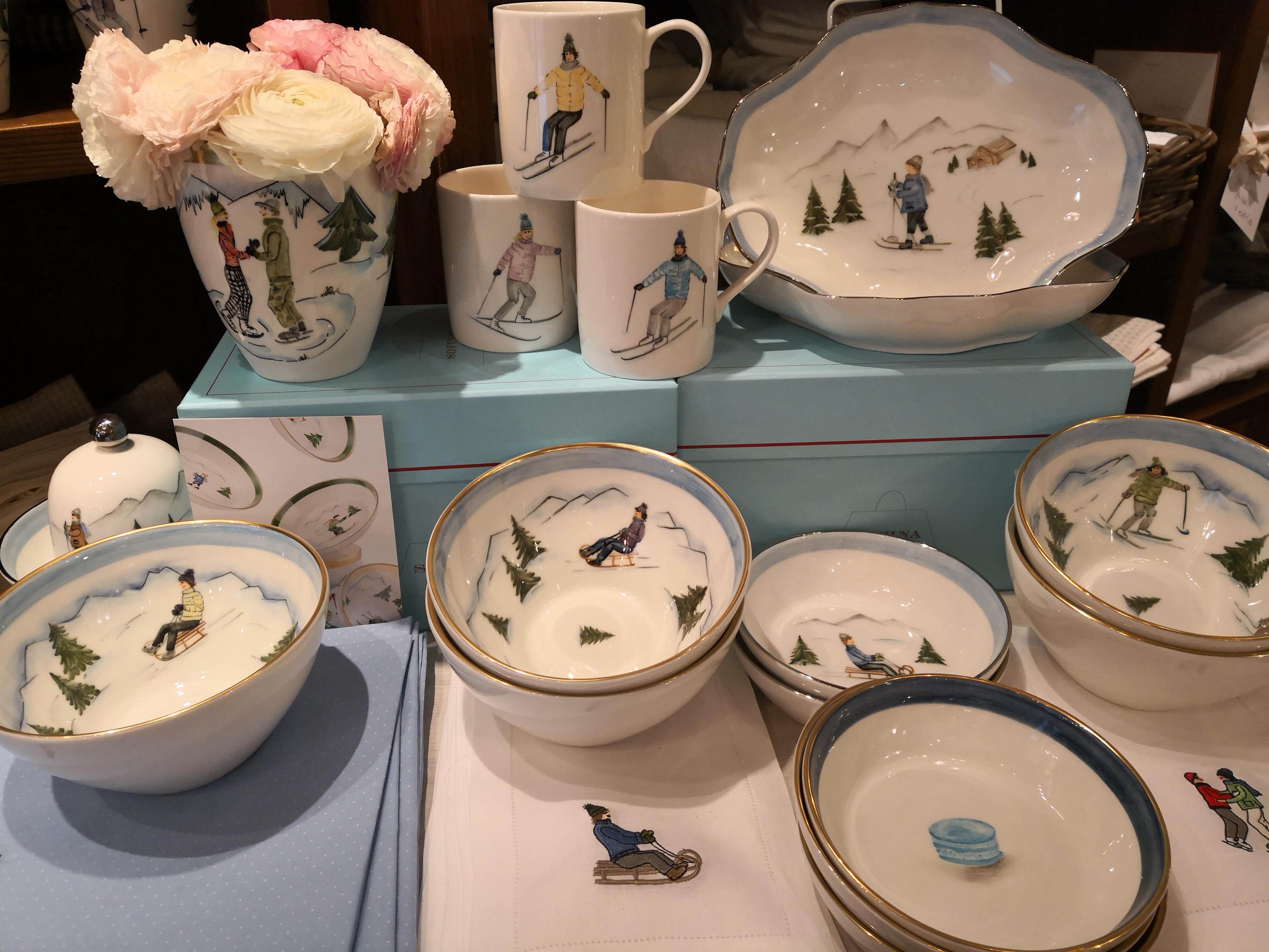 Porcelaine Ensemble de trois bols en porcelaine décoratif d'hiver Sofina Boutique Kitzbuehel en vente