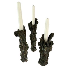 Set of three porcelain candle-holders, hand-built ceramic fine art