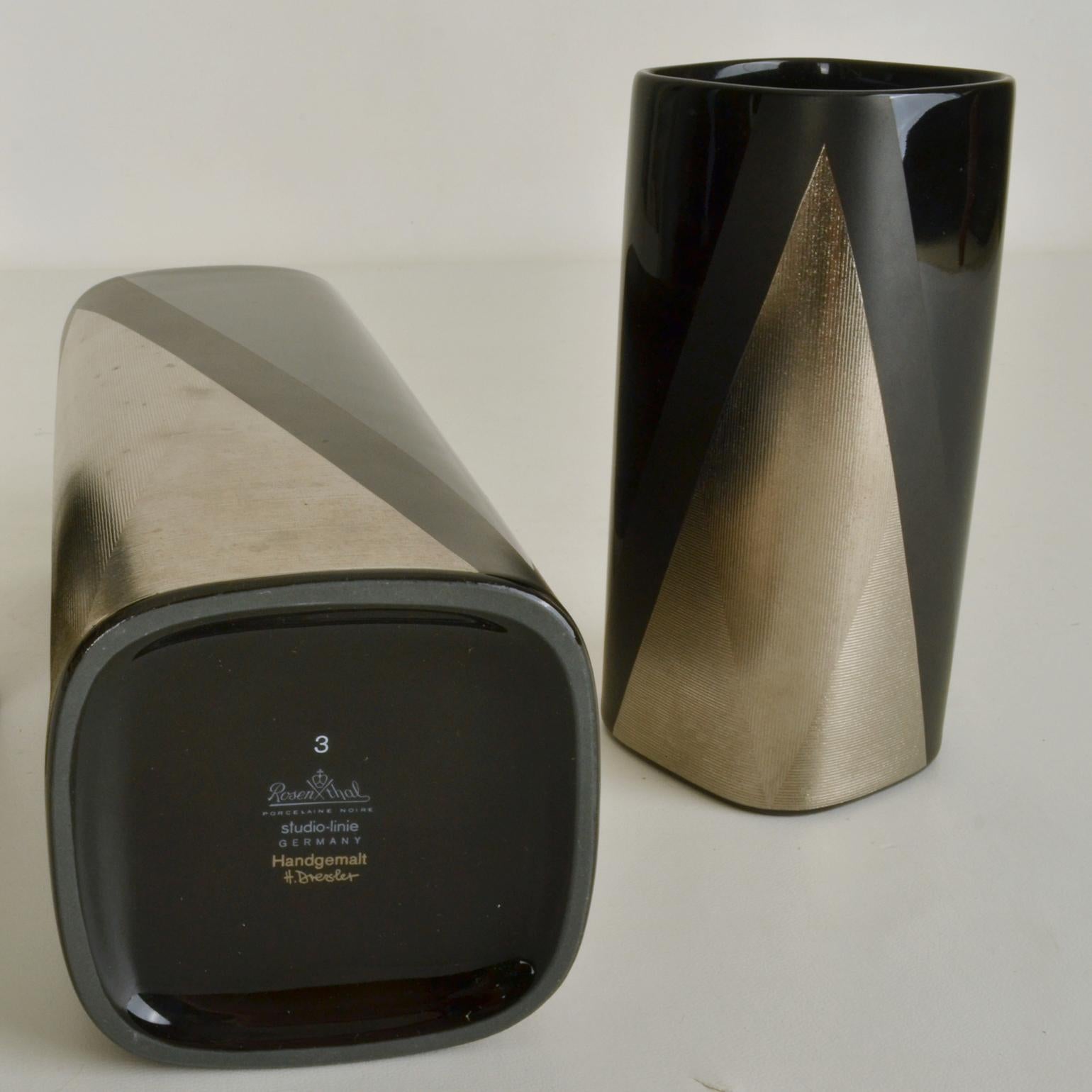 Set von drei Noire Studioline-Vasen aus Porzellan Rosenthal von Dresler im Angebot 6