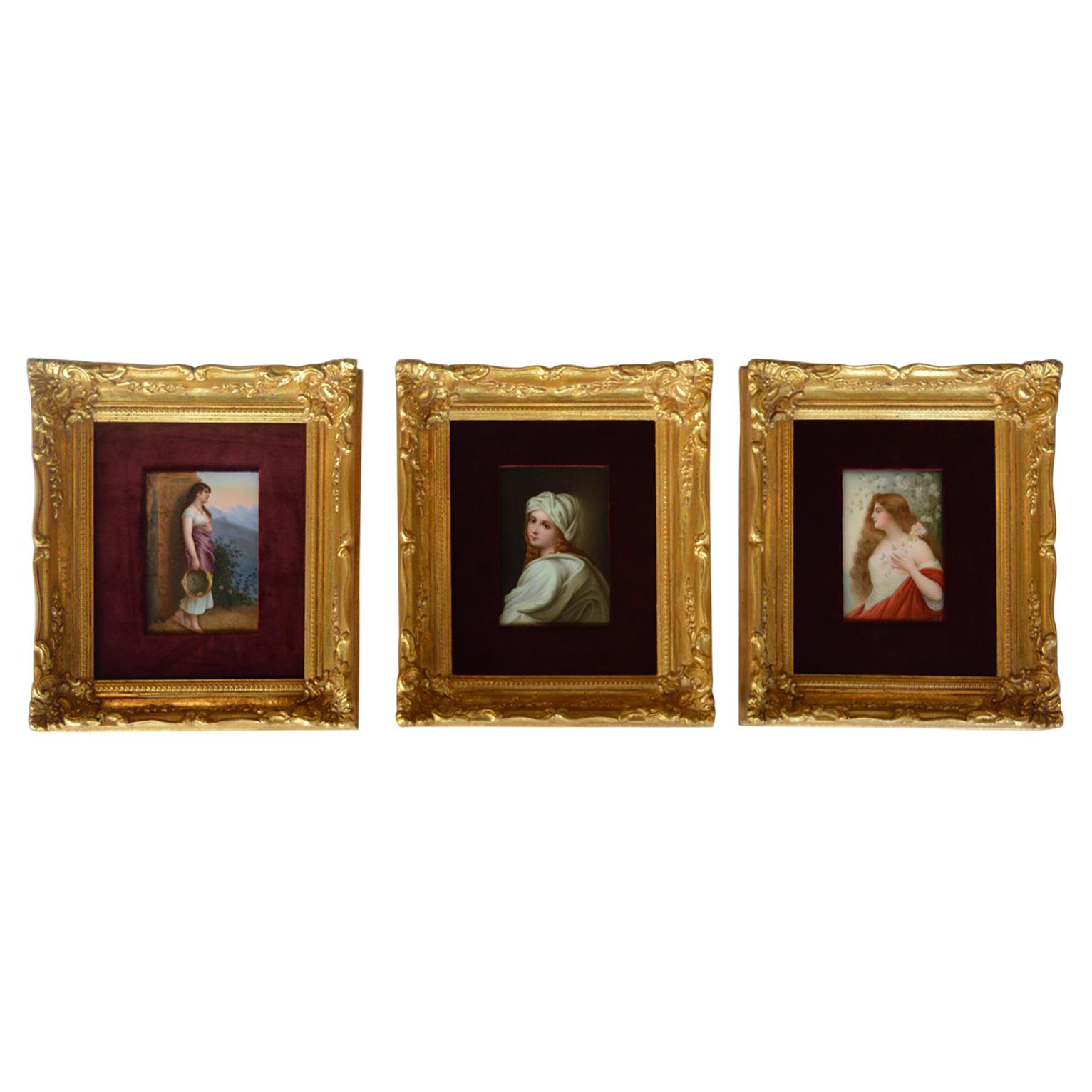 Set of Three Porcelain Plaques Germany KPM circa 1900s For Sale