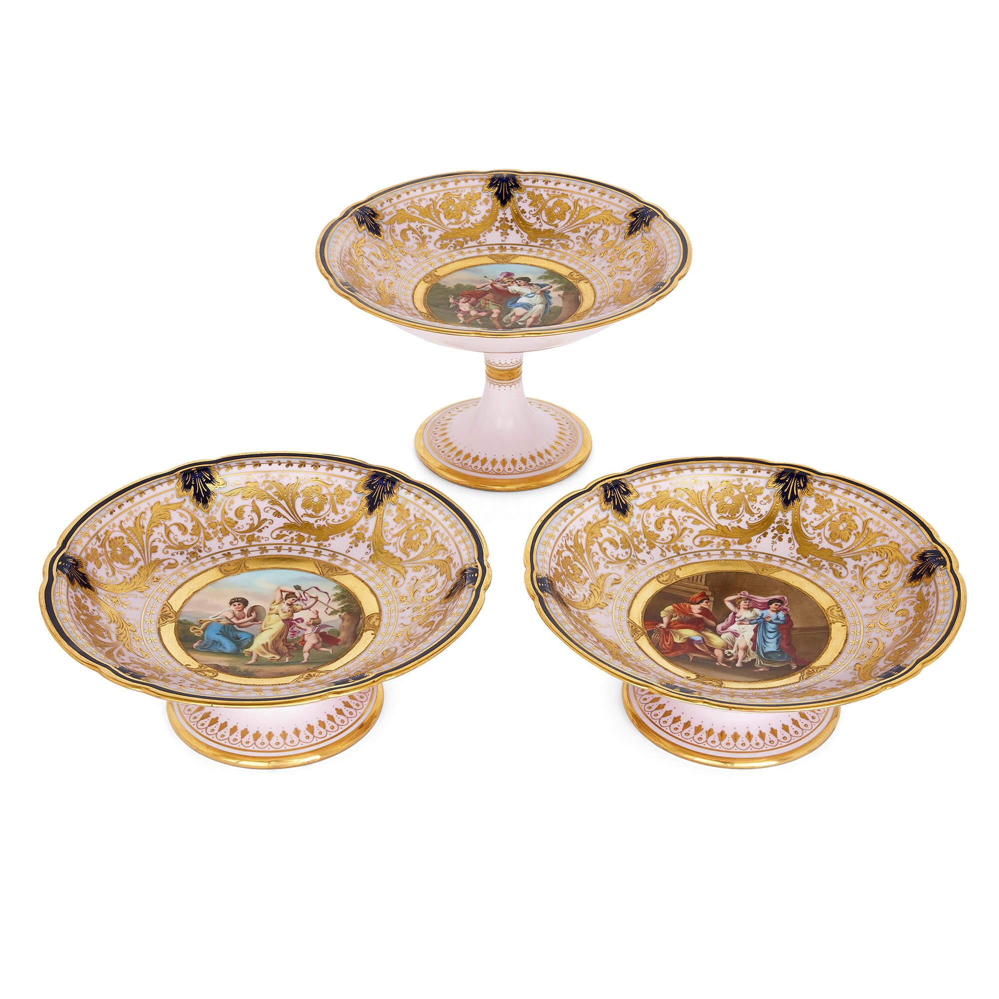 Set of Three Porcelain Tazze by Royal Vienna For Sale 5
