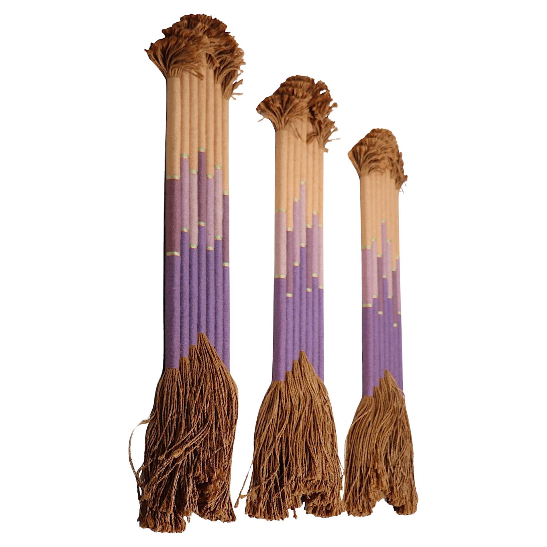 Juego de tres tapices de macramé postmodernos