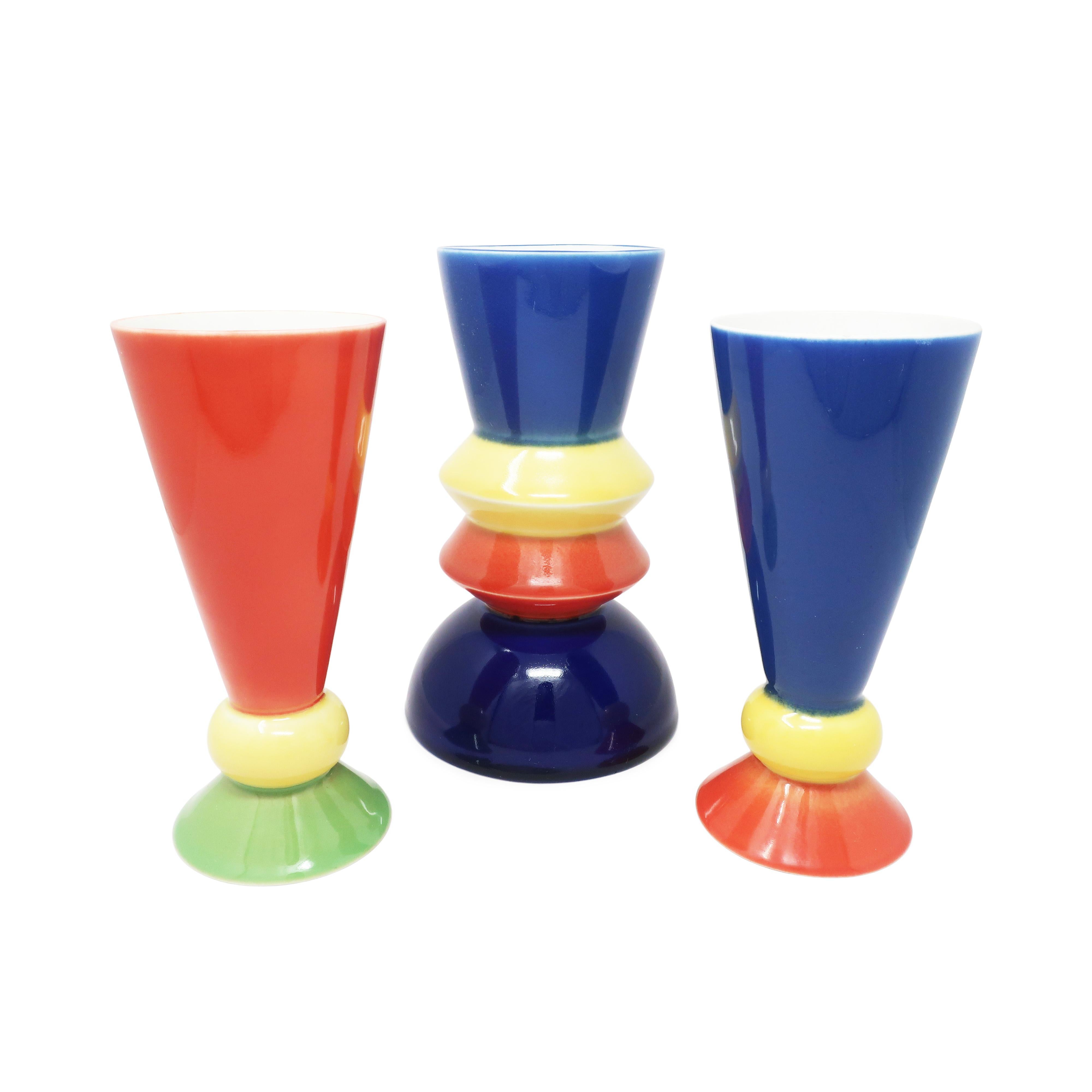 Post-Modern Set of Three Postmodern Vases by Heide Warlamis for Vienna Collection For Sale