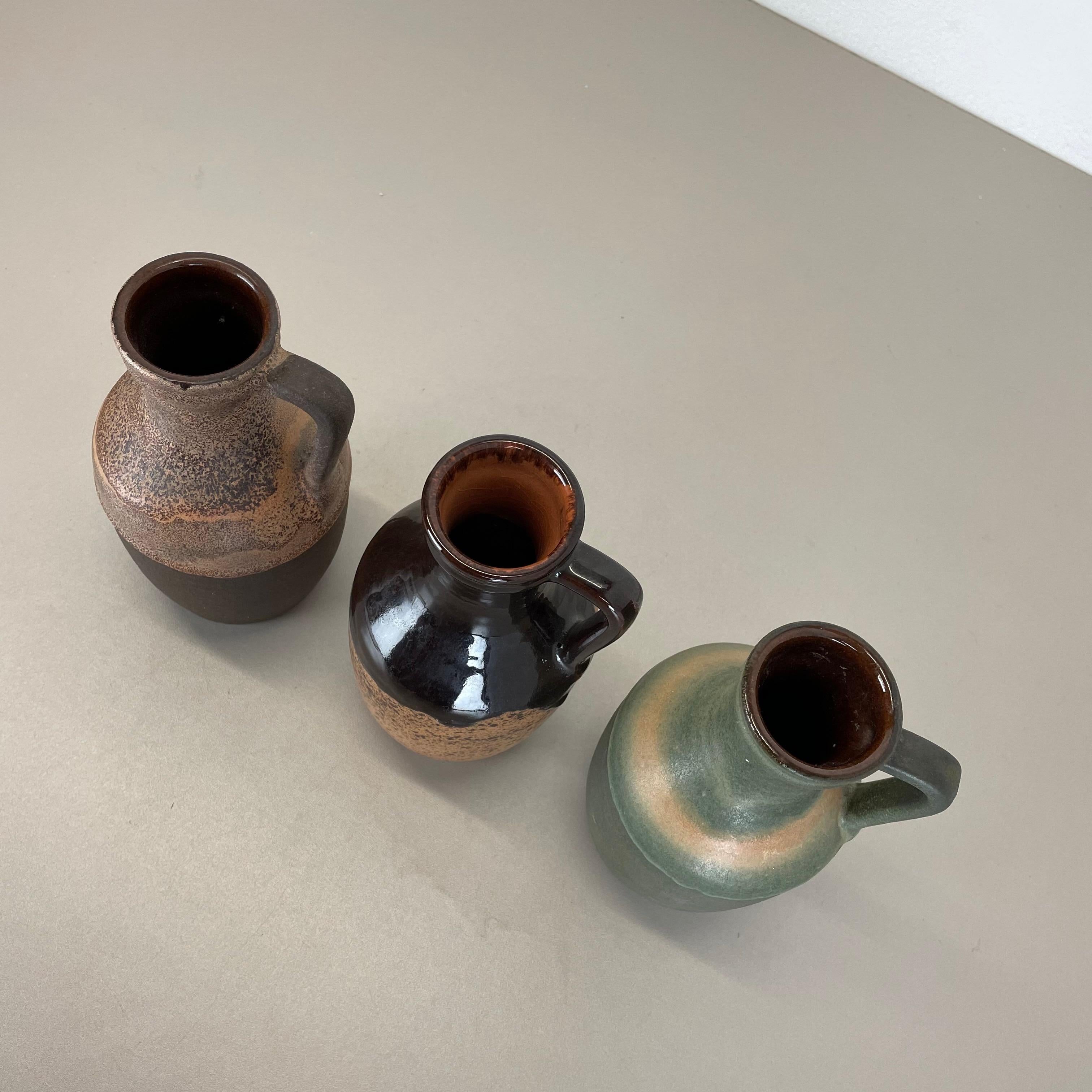 Set of Three Pottery Fat Lava 