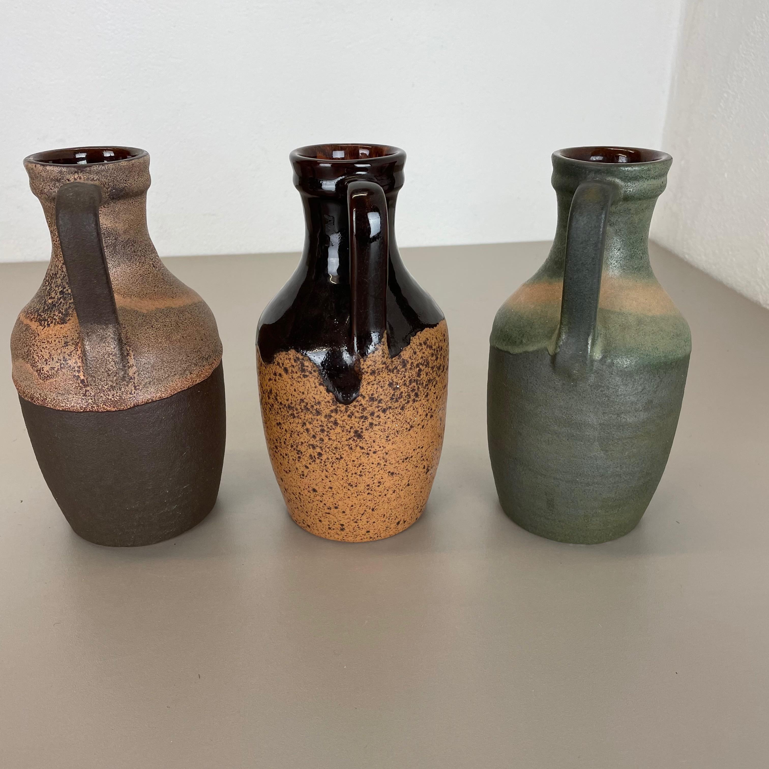 Set of Three Pottery Fat Lava 