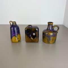 Set of Three Pottery Fat Lava "Supercolor" Vases Made by Marei, Germany, 1970