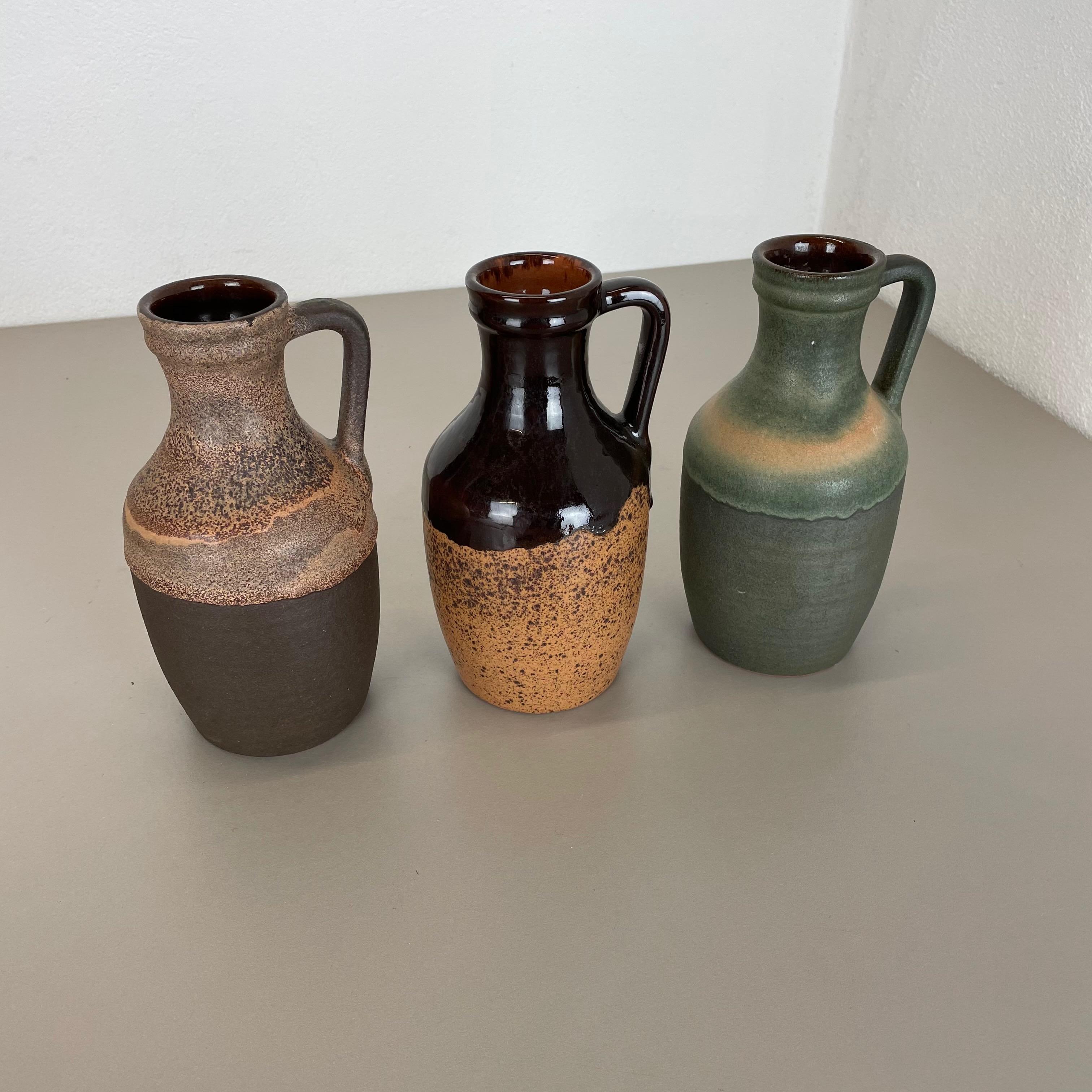 Mid-Century Modern Set of Three Pottery Fat Lava 