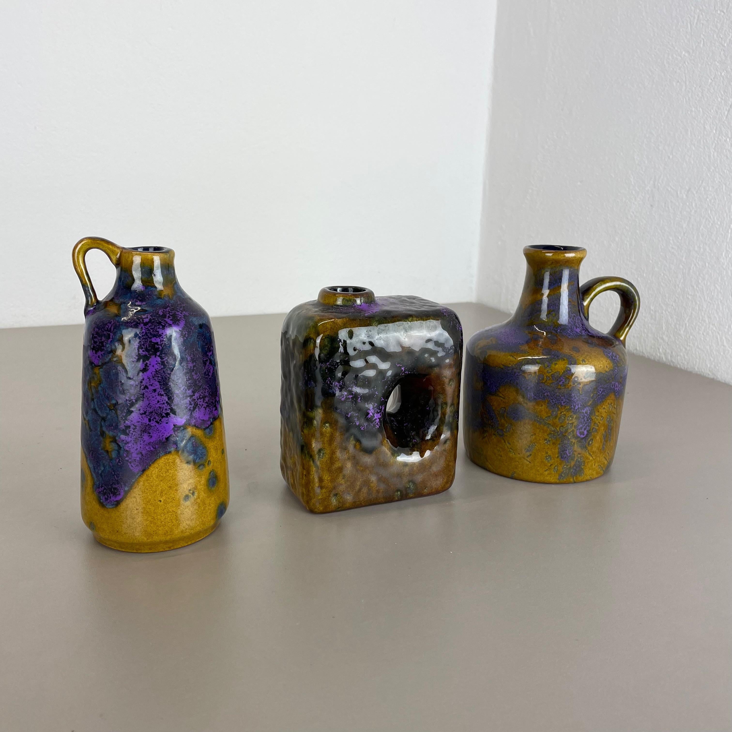 Set von drei Fat Lava-Vasen „Supercolor“ aus Keramik, hergestellt von Marei, Deutschland, 1970 (Moderne der Mitte des Jahrhunderts) im Angebot