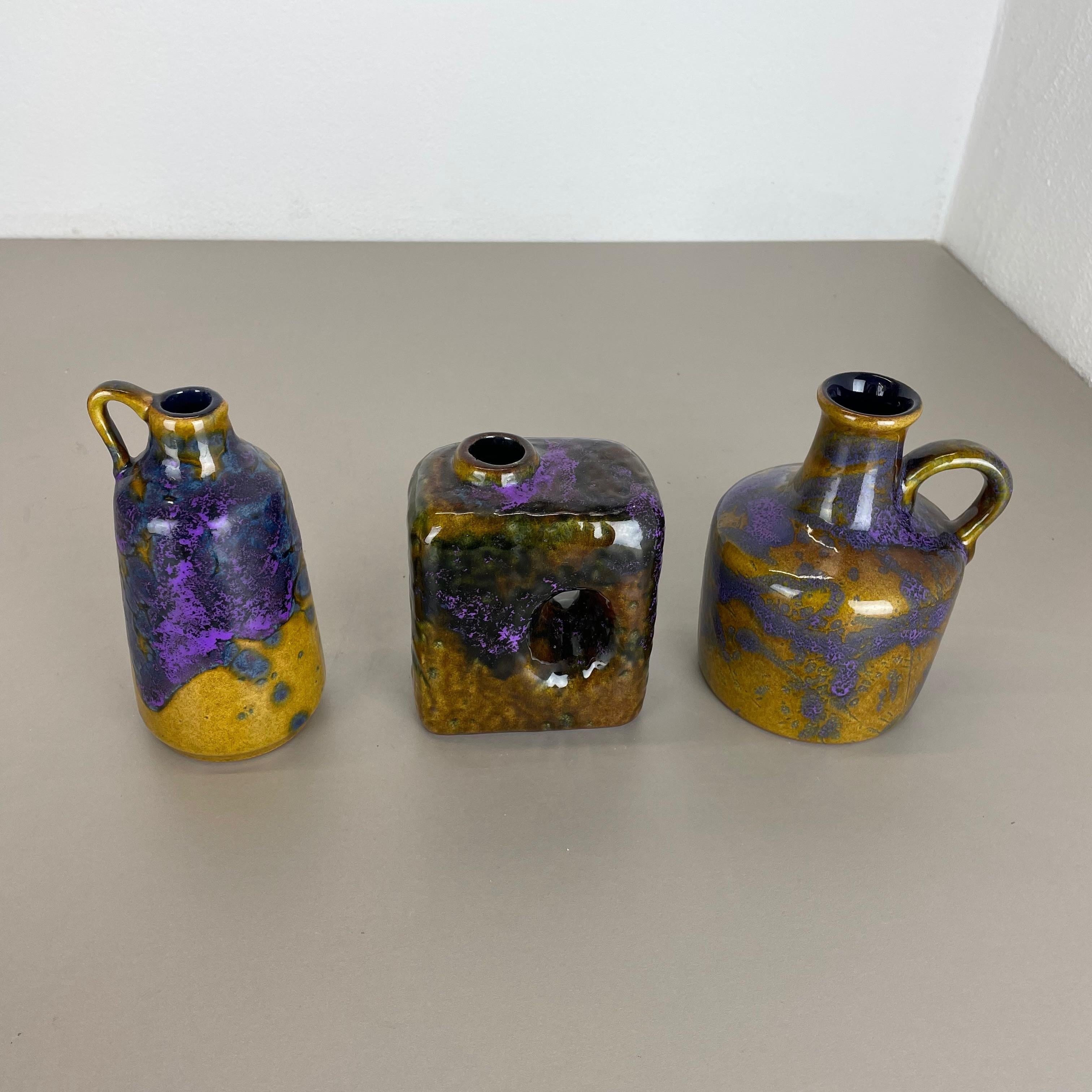 Set von drei Fat Lava-Vasen „Supercolor“ aus Keramik, hergestellt von Marei, Deutschland, 1970 im Zustand „Gut“ im Angebot in Kirchlengern, DE