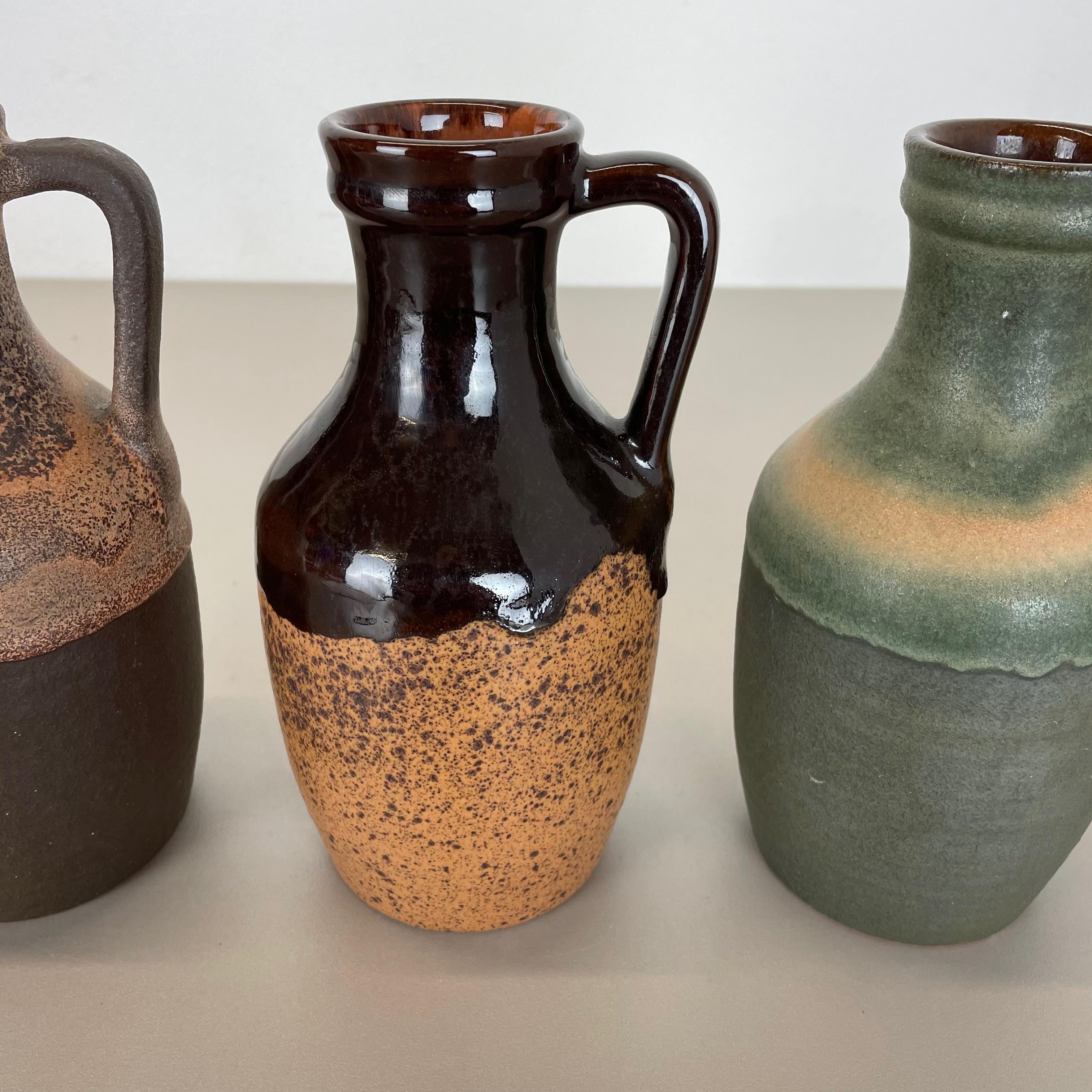 Set of Three Pottery Fat Lava 