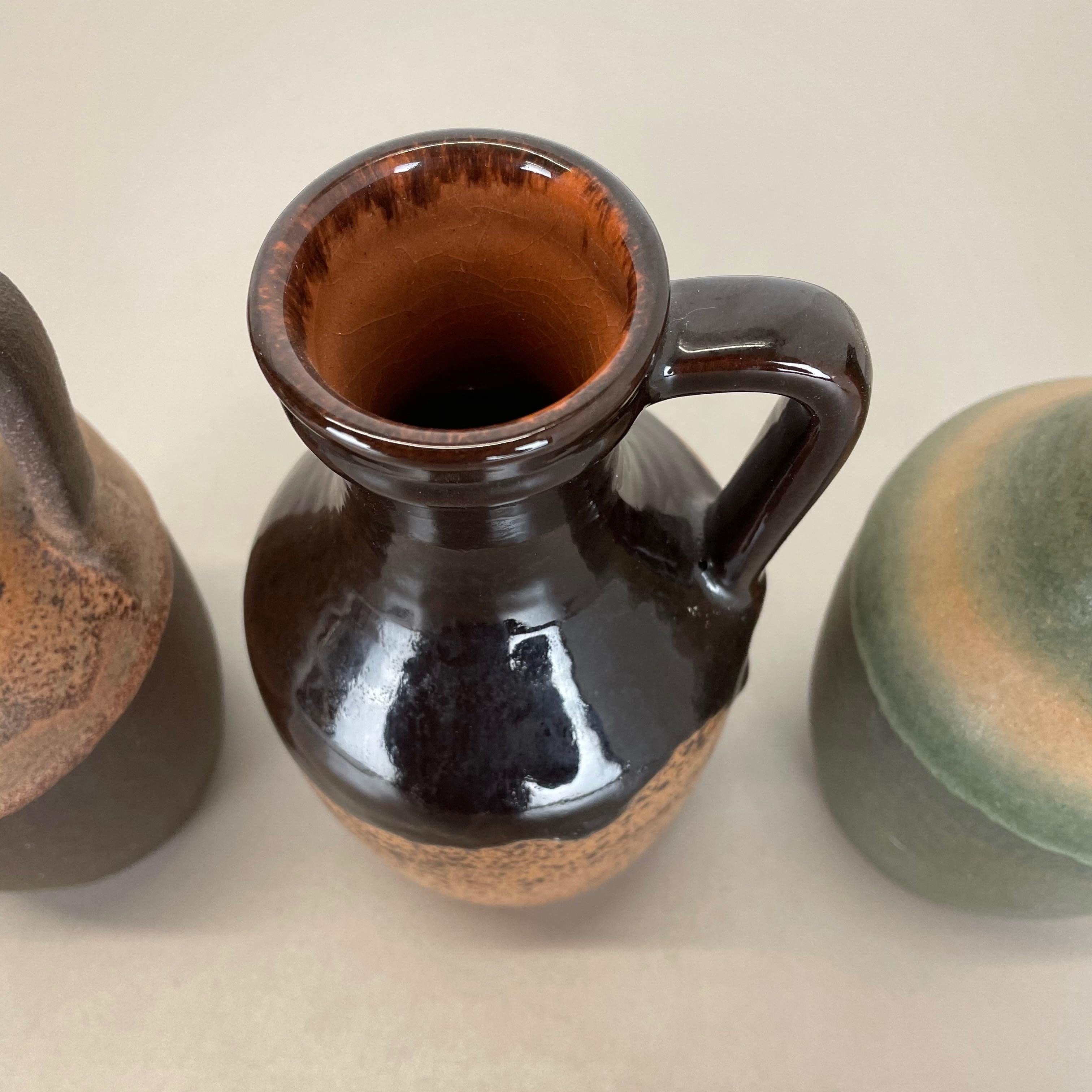 Set of Three Pottery Fat Lava 