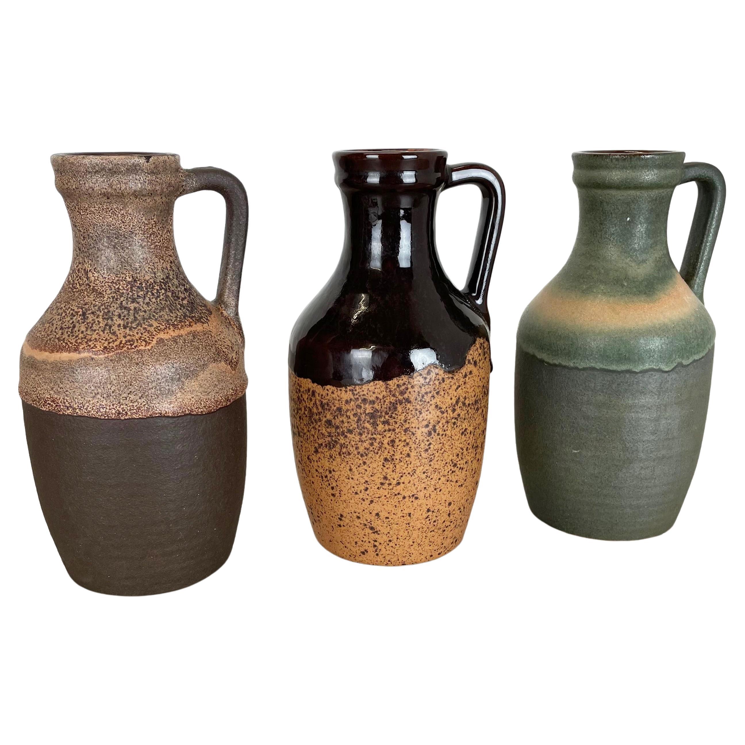 Ensemble de trois vases « Supercolor » en lave grasse de poterie fabriqués par Marei, Allemagne, 1970