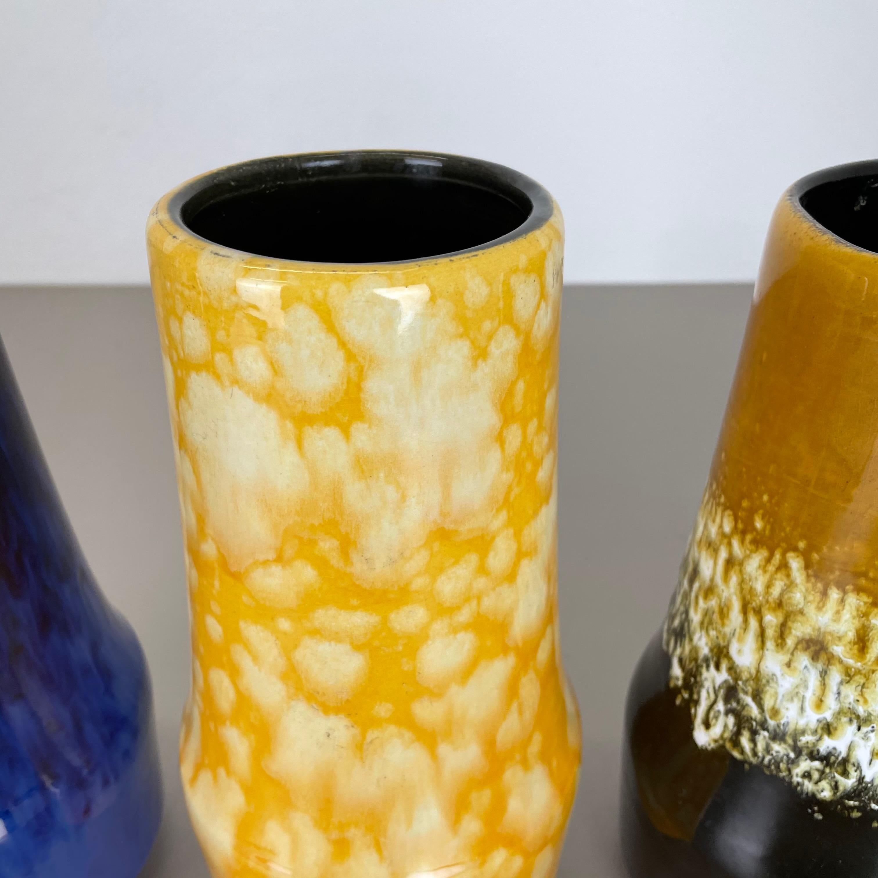 Set von drei „Supercolor“-Vasen aus Keramik „Fast Lava“ von Scheurich, Deutschland 1970er Jahre im Angebot 5
