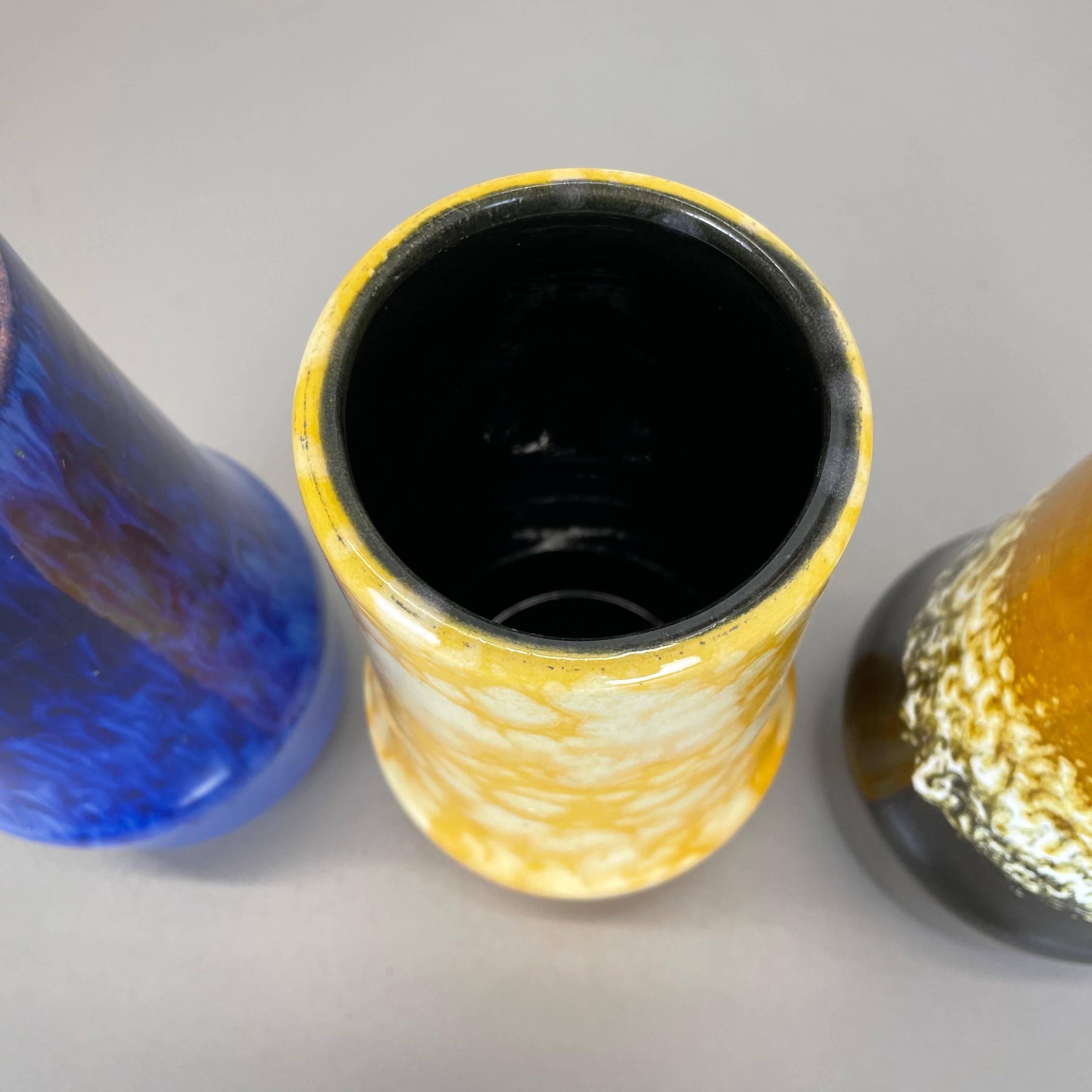 Set von drei „Supercolor“-Vasen aus Keramik „Fast Lava“ von Scheurich, Deutschland 1970er Jahre im Angebot 6